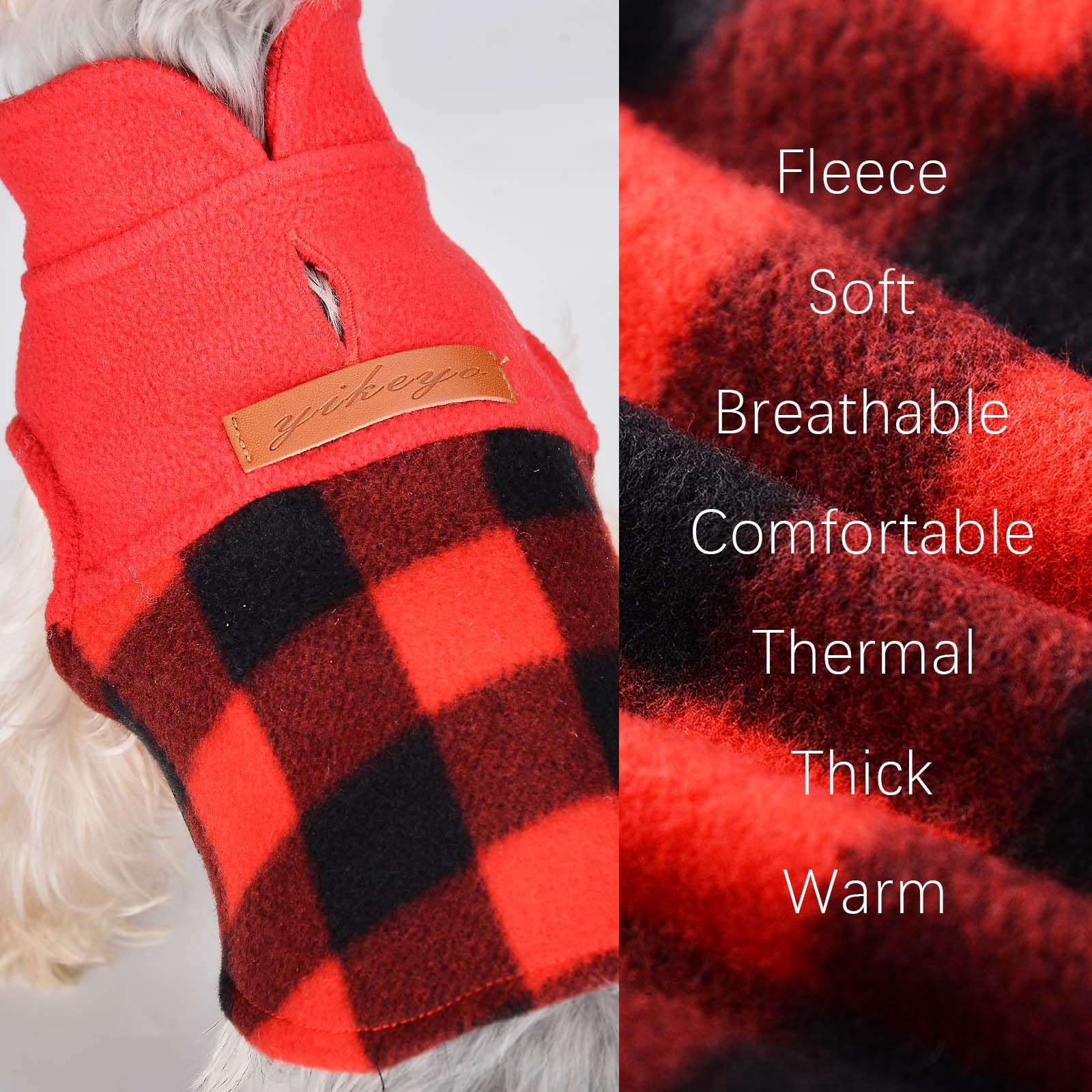 Warm Fleece Dog Sweater Vest for Small Dogs - Winter Dog Jacket for Puppies (XS, Red) - Perfect for Cold Weather Walks & Indoor Comfort