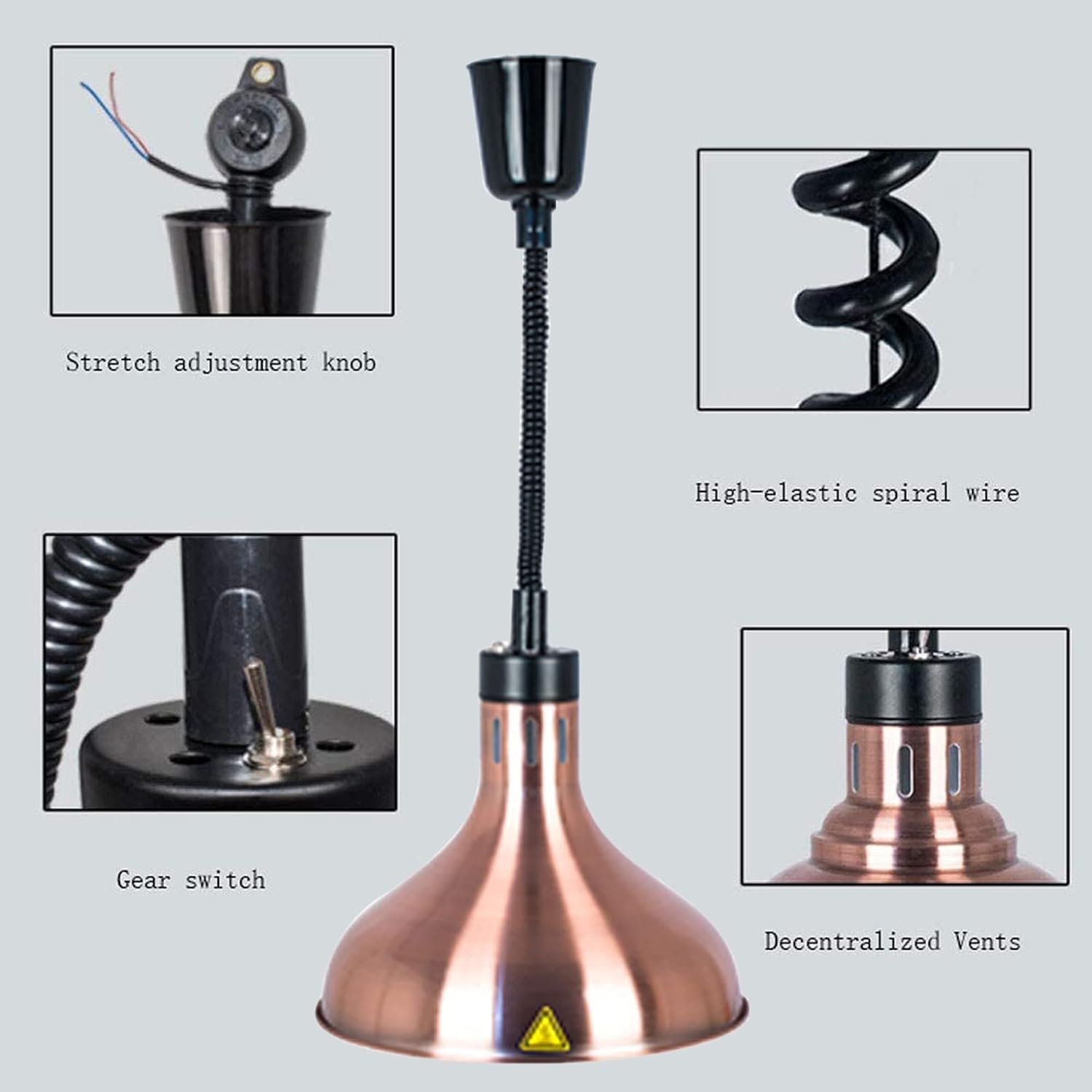 Commercial Food Heat Lamp - Adjustable Retractable Warmer Light for Restaurants, Hotels & Kitchens | Perfect for Buffets, Catering & Food Display