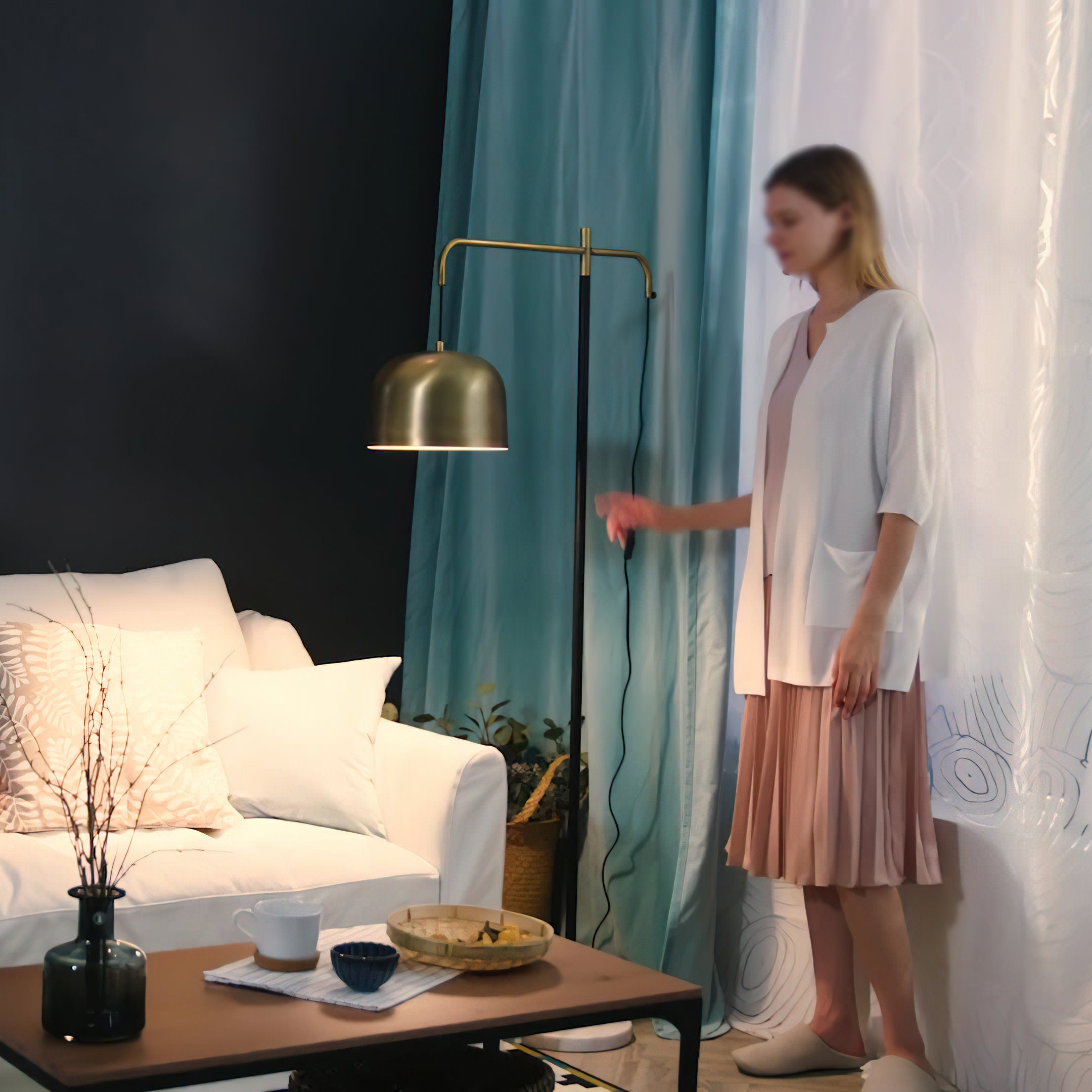 Modern Balance Floor Lamp - Adjustable LED Standing Light for Living Room, Bedroom & Office - Warm White & Cool White Light Modes - Perfect for Reading, Relaxing & Decorating