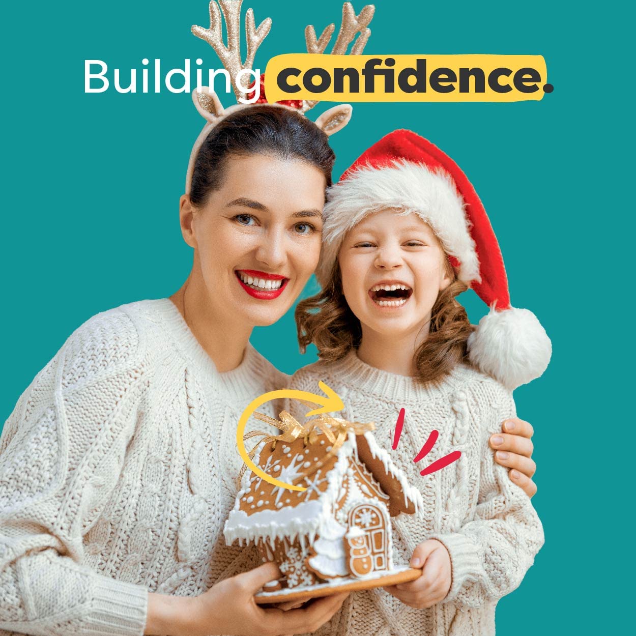 Baketivity Holiday Gingerbread House Baking Kit - DIY Edible Gingerbread House with Pre-Measured Ingredients - Fun Kids Baking Activity Set for Christmas Decorations & Family Bonding Time