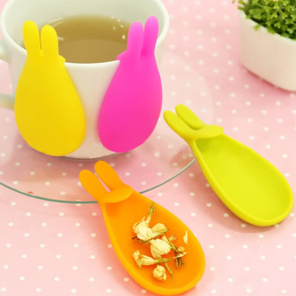 2 Pack Silicone Tea Bag Holders - Cute Animal Shaped Tea Bag Clips (Rabbit Design, Orange) for Cups & Mugs - Perfect for Tea Lovers, Office Use & Home Decor