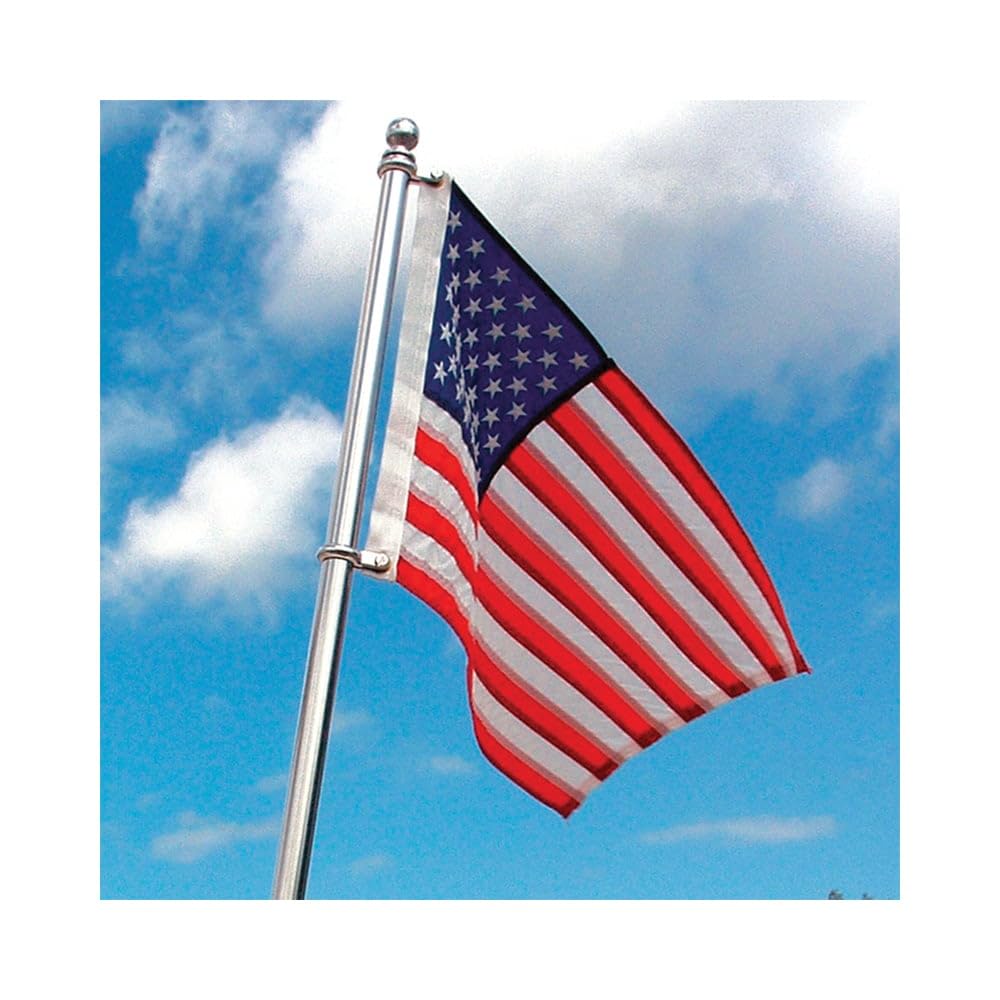 TaylorMade Flag Pole Set - 10ft Polished Stainless Steel Outdoor Flagpole Kit with Gold Ball Finial & Ground Sleeve - Perfect for Front Yard, Garden, and Patriotic Display