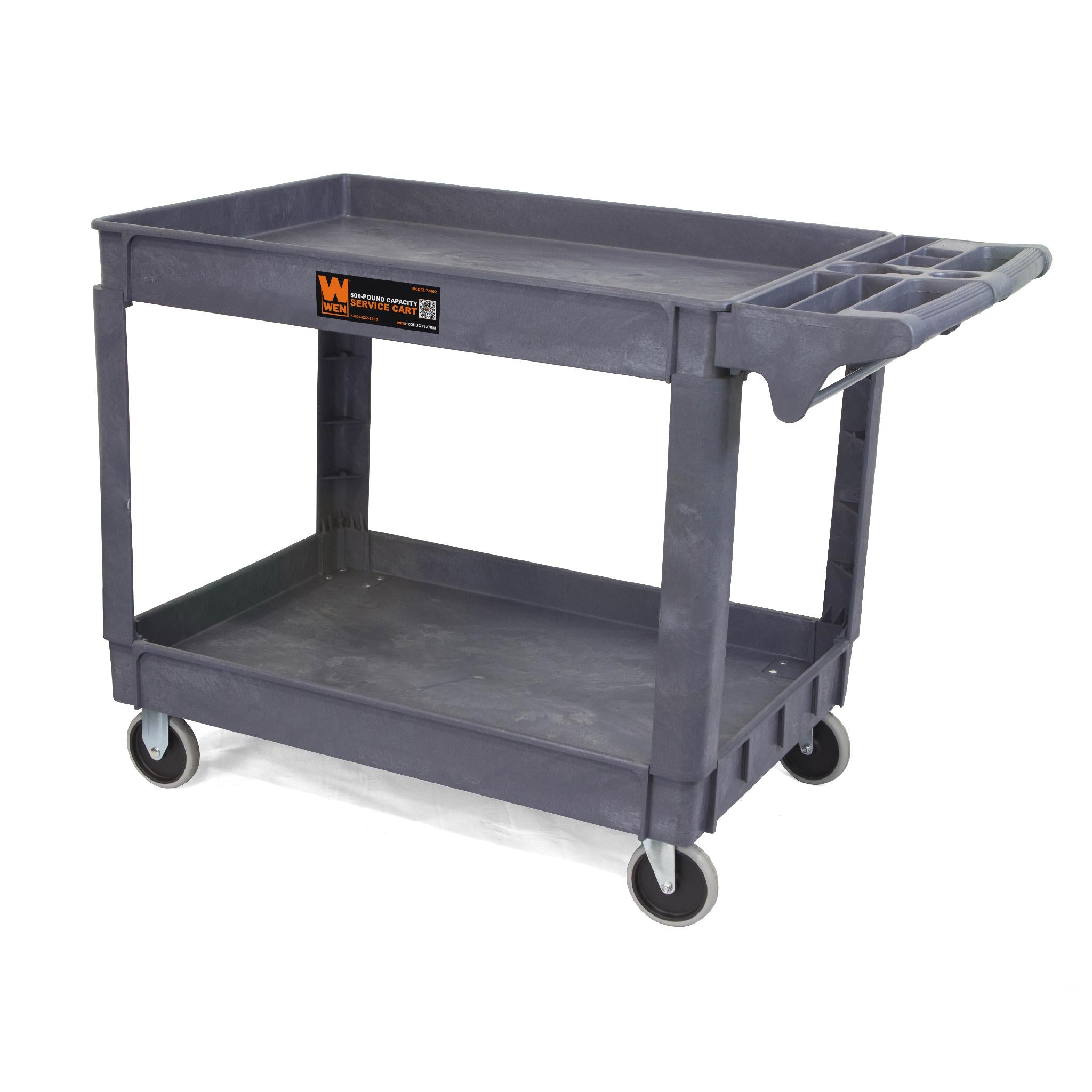 WEN 73004 Heavy Duty 500 lb Capacity Service Cart - 36 x 24 Inch Rolling Utility Cart with Locking Wheels | Perfect for Workshop, Garage, Warehouse & Industrial Use