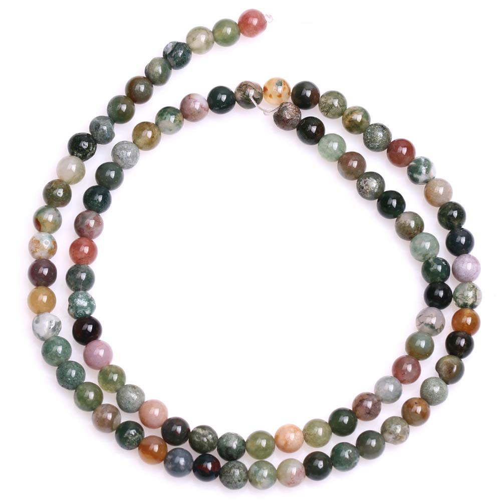 JOE FOREMAN 4mm Natural Indian Agate Beads for Jewelry Making - Semi-Precious Gemstone Round Beads 15 Inch Strand - Perfect for Bracelets, Necklaces & DIY Craft Projects