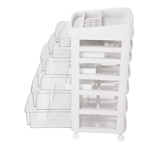 6-Drawer Nail Polish and Jewelry Storage Organizer Box with Wheels - Portable Makeup Cosmetic Organizer for Salon, Home, and Travel Use