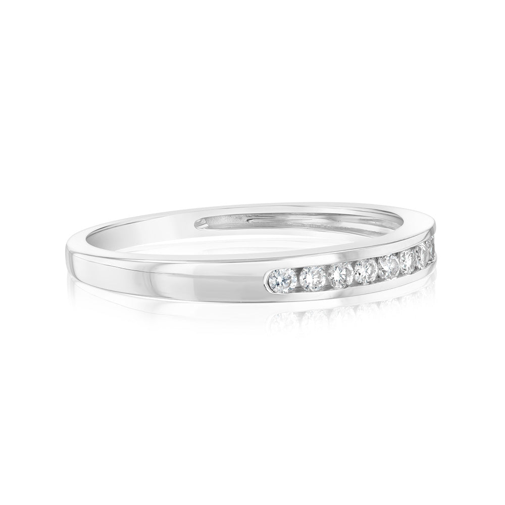 9ct White Gold 0.15 Carat Diamond Eternity Ring with 10 Brilliant Cut Diamonds - Elegant Wedding Band, Anniversary Gift for Her, Perfect for Proposals & Special Occasions