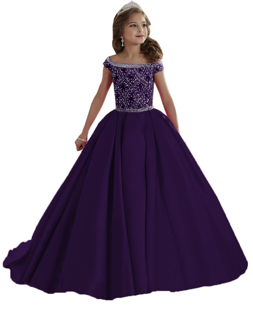 Elegant Off Shoulder Long Pageant Dress for Girls - Princess Graduation Party Ball Gown with Pockets PA029 | Perfect for Prom, Quinceañera, Pageants & Special Occasions