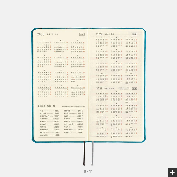 Hobonichi Techo 2025 Bow & Tie Cherry Weeks Hardcover Planner - Weekly Horizontal Layout, January Start, Monday Start, English Edition - Perfect for Journaling, Planning & Productivity