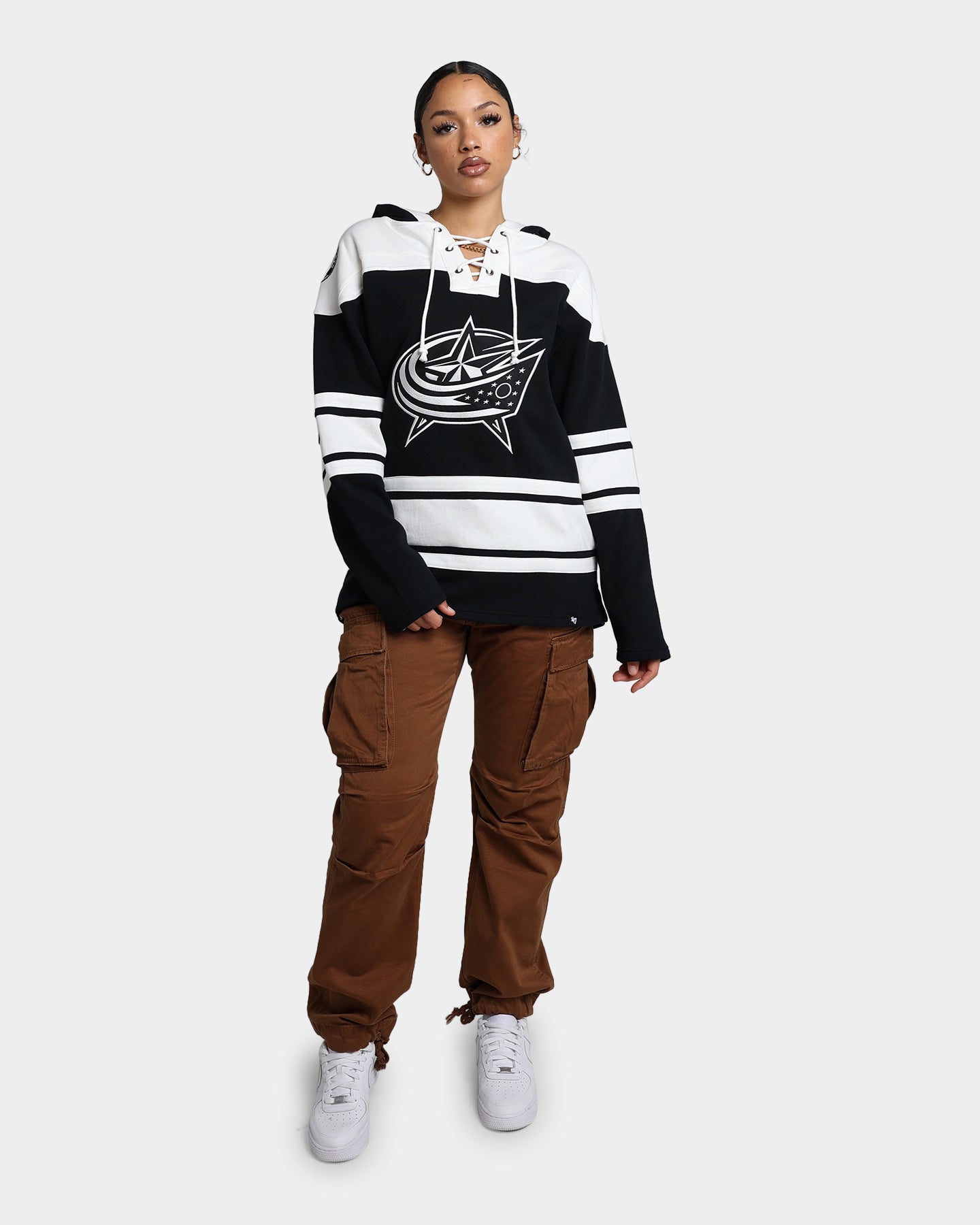 47 Brand Columbus Blue Jackets Superior Lacer Hoodie - Jet Black NHL Fan Apparel for Men & Women - Perfect for Game Day & Casual Wear