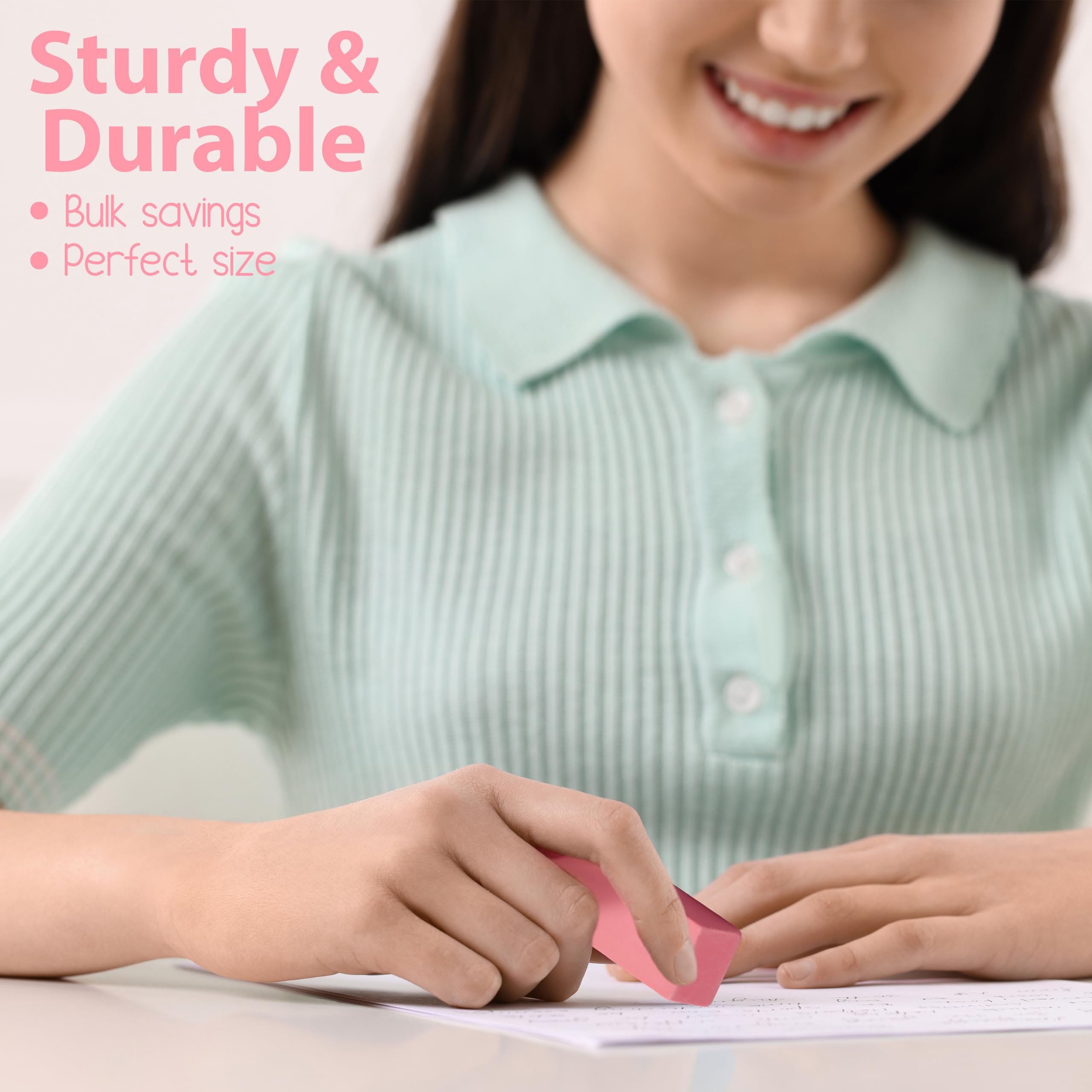 Bulk Pink Erasers - 100 Pack for School, Office & Art Supplies - Perfect for Kids, Students & Teachers - Classroom Essentials & Homework Help