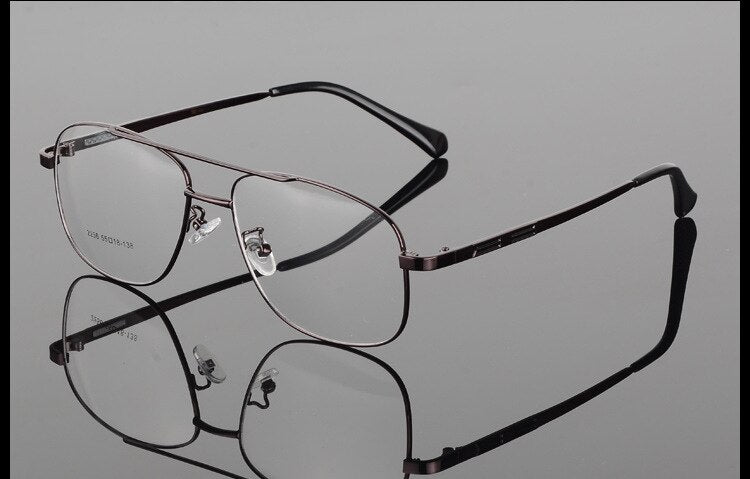 Bclear Men's Full Rim Big Square Double Bridge Alloy Eyeglasses S2256 - Stylish Reading Glasses for Work & Everyday Use