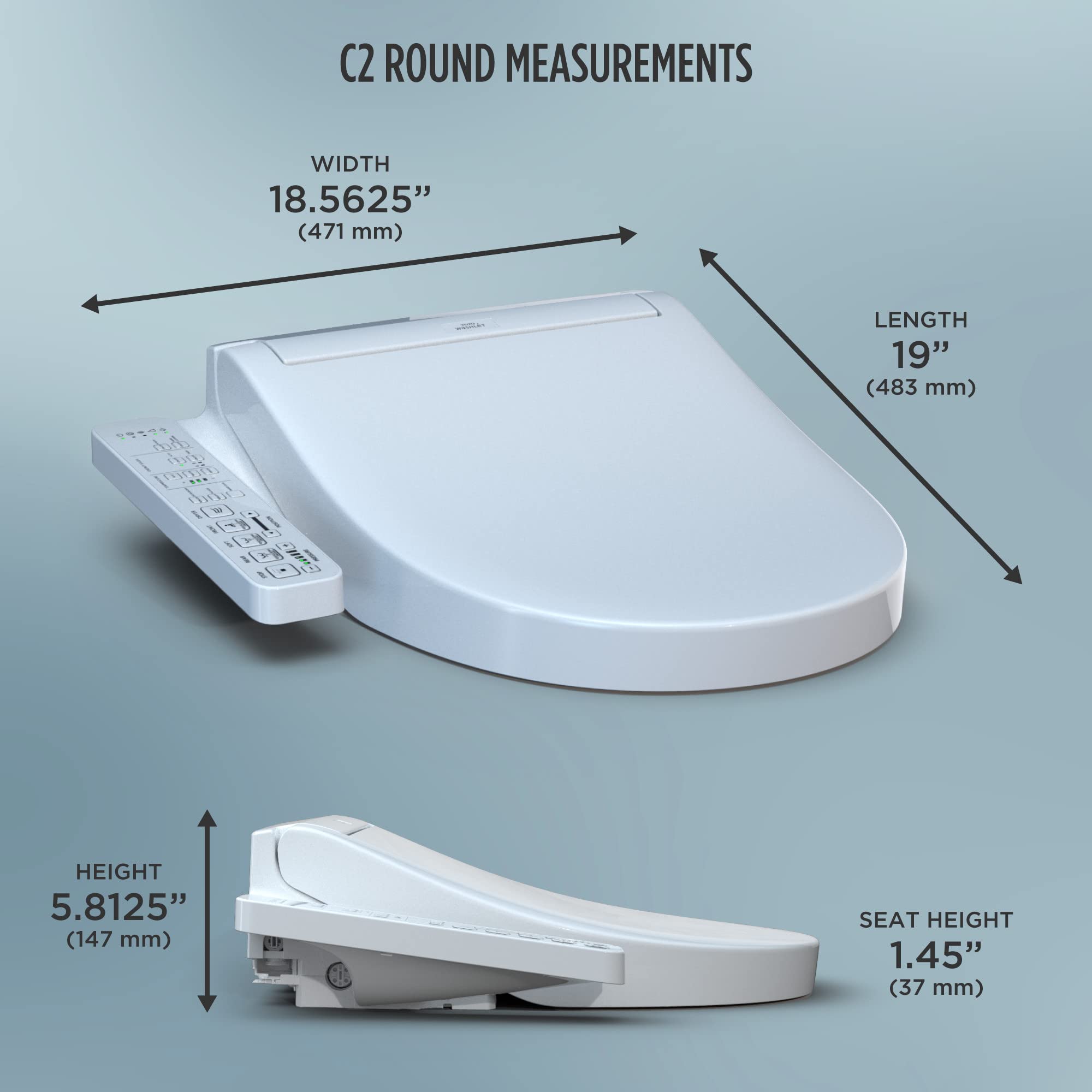 TOTO SW3073#01 WASHLET C2 Round Electronic Bidet Toilet Seat - Cotton White | Heated Seat, Warm Water Wash | Perfect for Modern Bathrooms & Smart Home Upgrades
