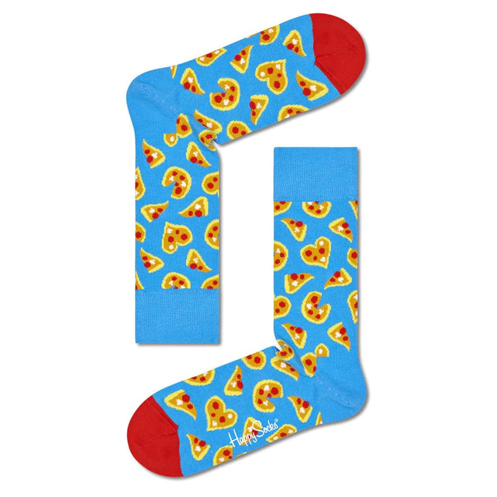 Happy Socks Pizza Print Funky Socks for Women & Men - Soft Cotton Comfortable Novelty Socks - Perfect Gift for Pizza Lovers, Funny Socks for Casual Wear, Parties & Gifts