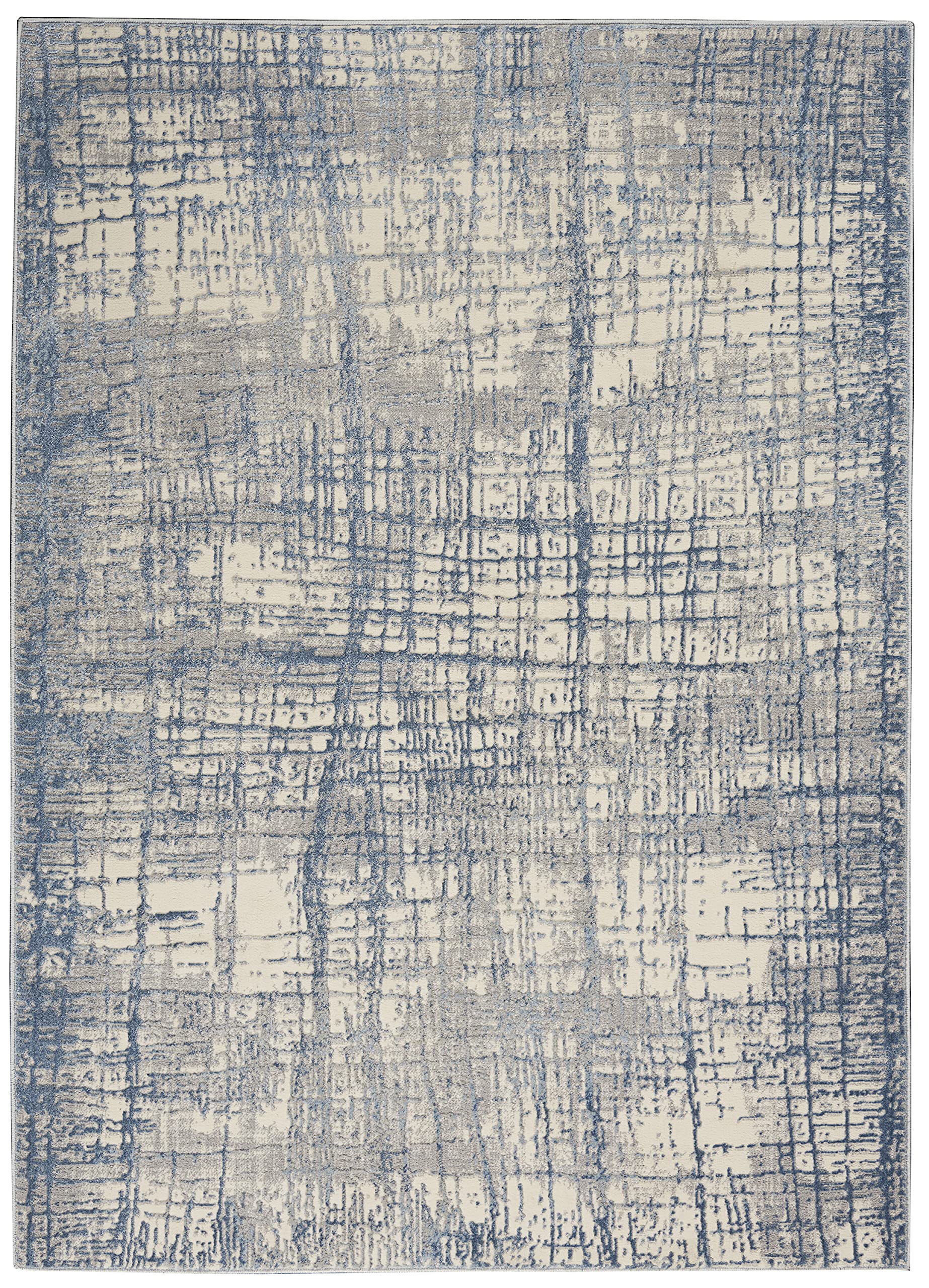 Calvin Klein Rush Ivory Blue 4' x 6' Modern Abstract Area Rug - Non-Shedding, Easy to Clean - Perfect for Bedroom, Living Room, Dining Room & Kitchen Decor (4x6)