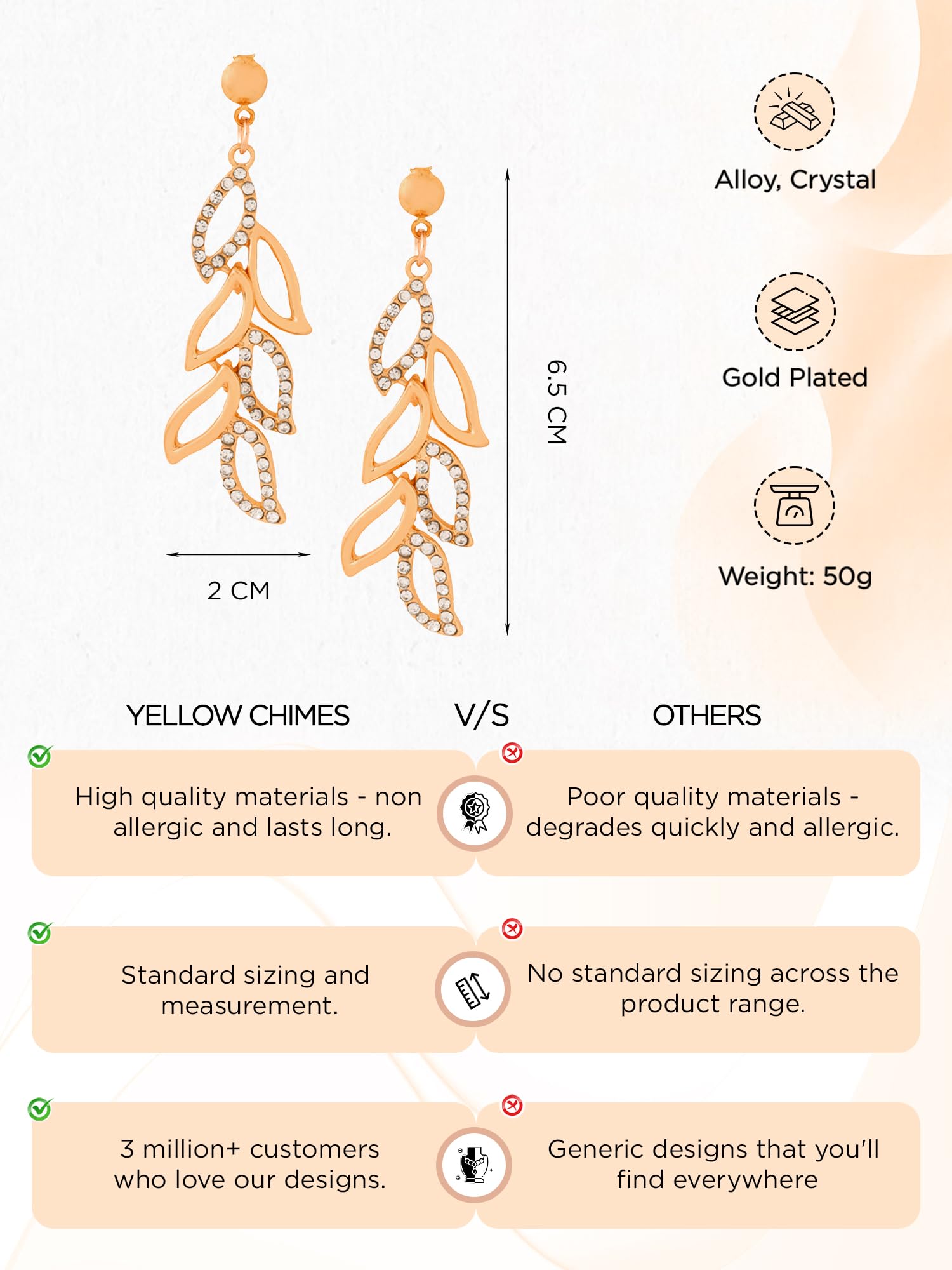 Elegant Yellow Chime Drop Earrings for Women | Multicolor Crystal & Opal Oval Dangle Earrings | Rose Gold Plated Fashion Jewelry | Perfect Birthday & Anniversary Gift for Her | Ideal for Parties, Weddings & Everyday Wear