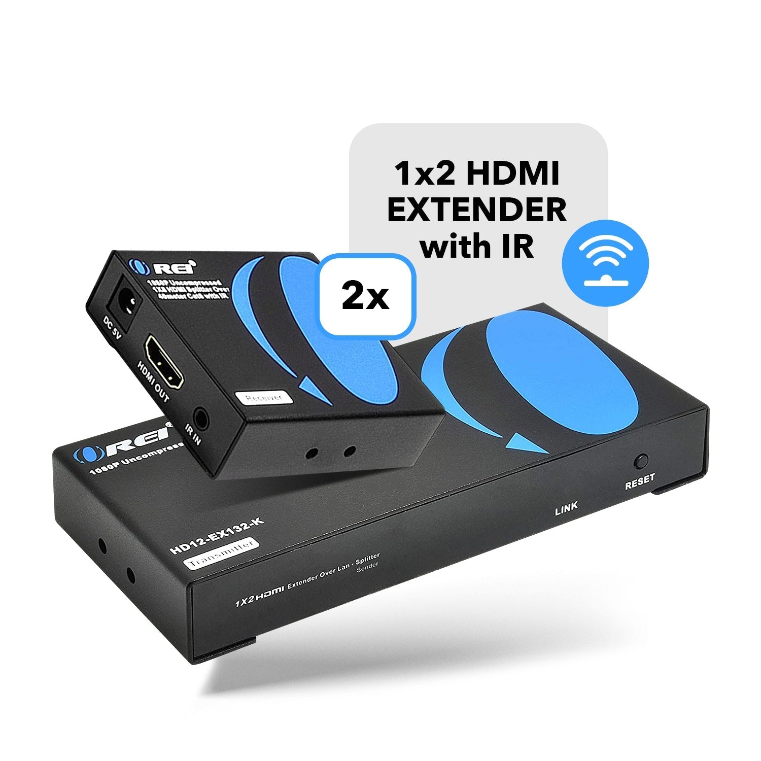 1x2 HD Extender Splitter Up to 132 Feet (HD12 EX132 K) - 4K HDMI Signal Booster for Home Theater, Gaming & Conference Room Setup