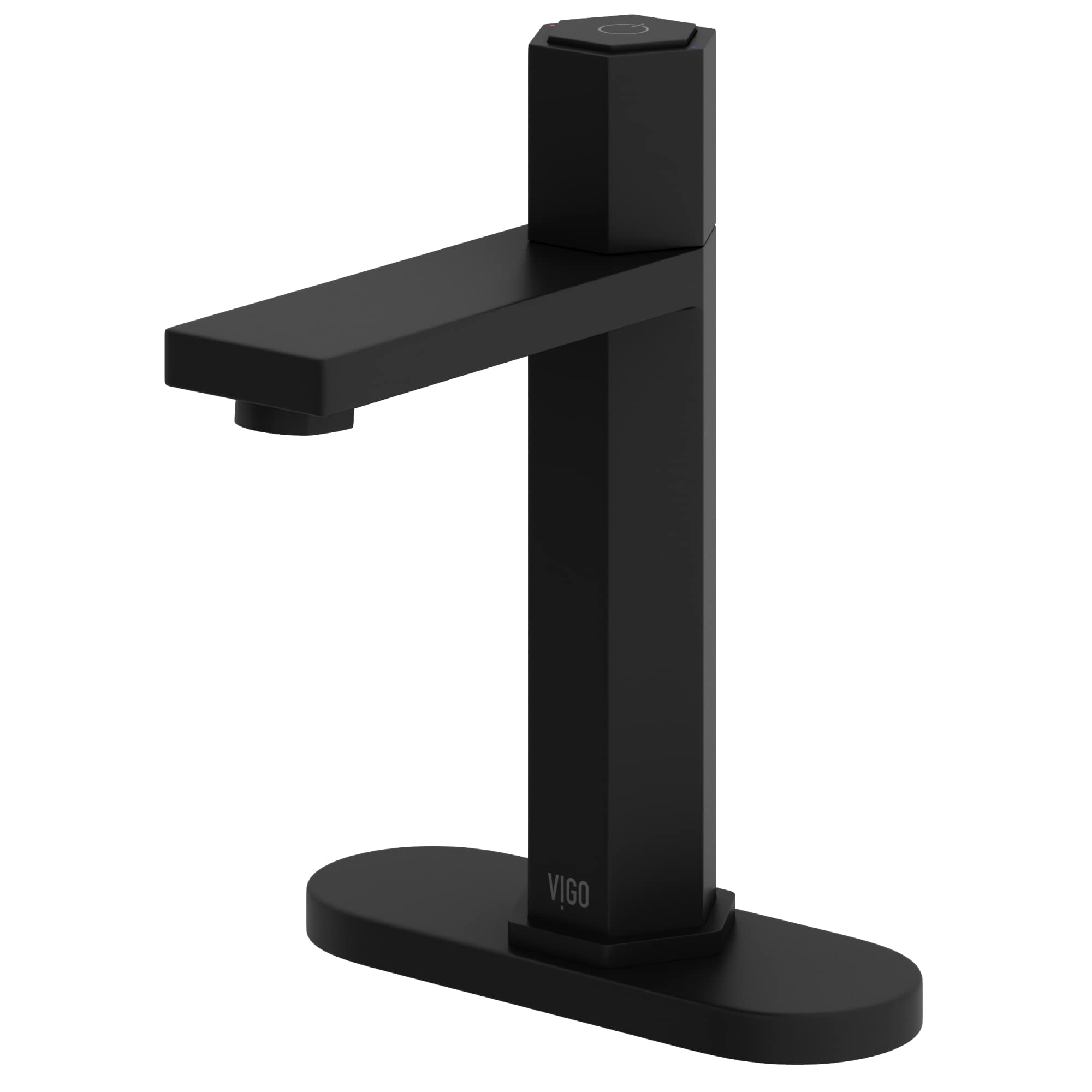 VIGO Nova 8 Inch Single Handle Bathroom Sink Faucet in Matte Black - Deck Plate Included - Modern Waterfall Design for Vanity & Powder Room (VG01053MBK1) | Perfect for Small Bathrooms & Guest Suites