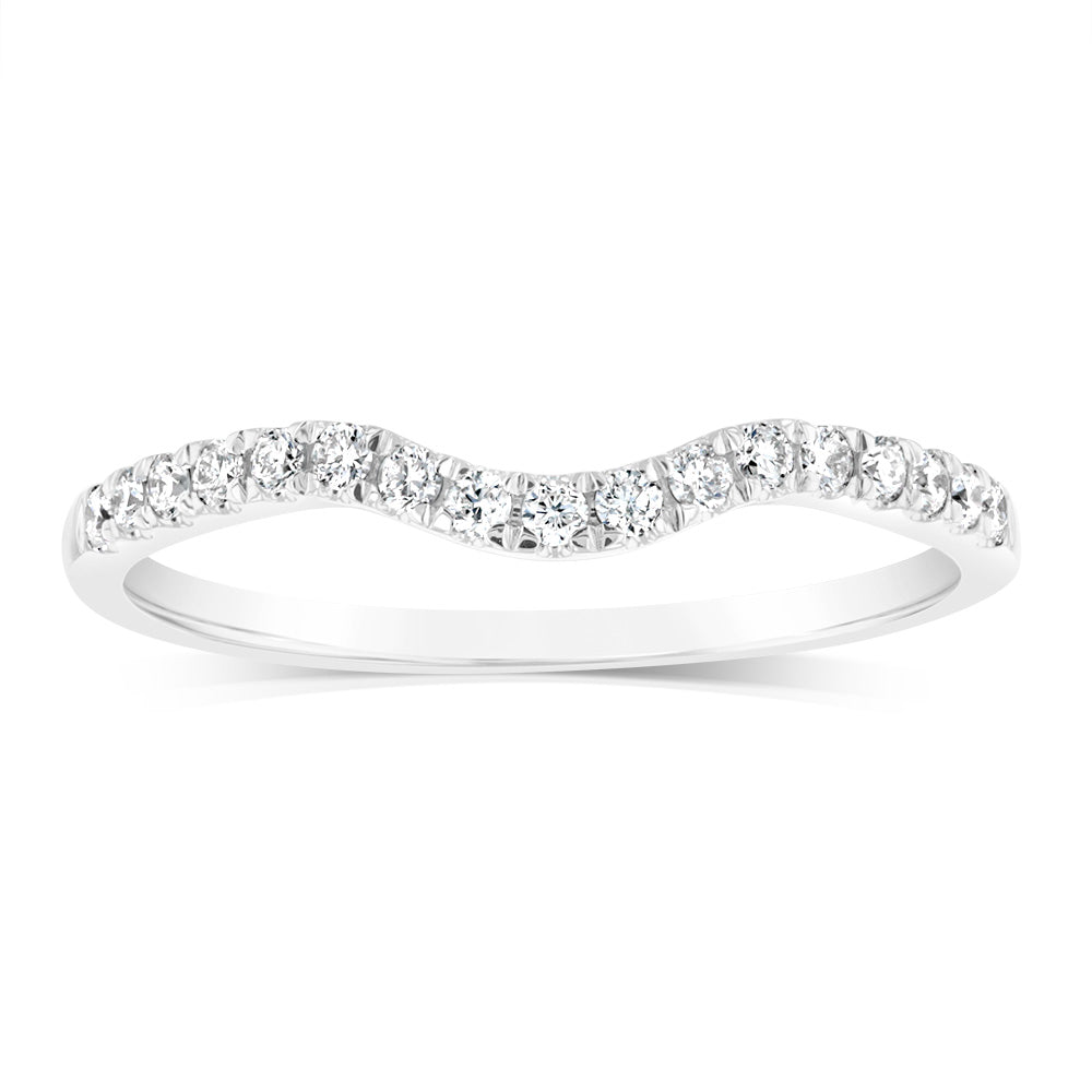 18ct White Gold 'Carina' Diamond Contour Ring - 0.2 Carat Brilliant Cut Diamond Engagement Ring for Women, Perfect for Proposals, Anniversaries & Special Occasions