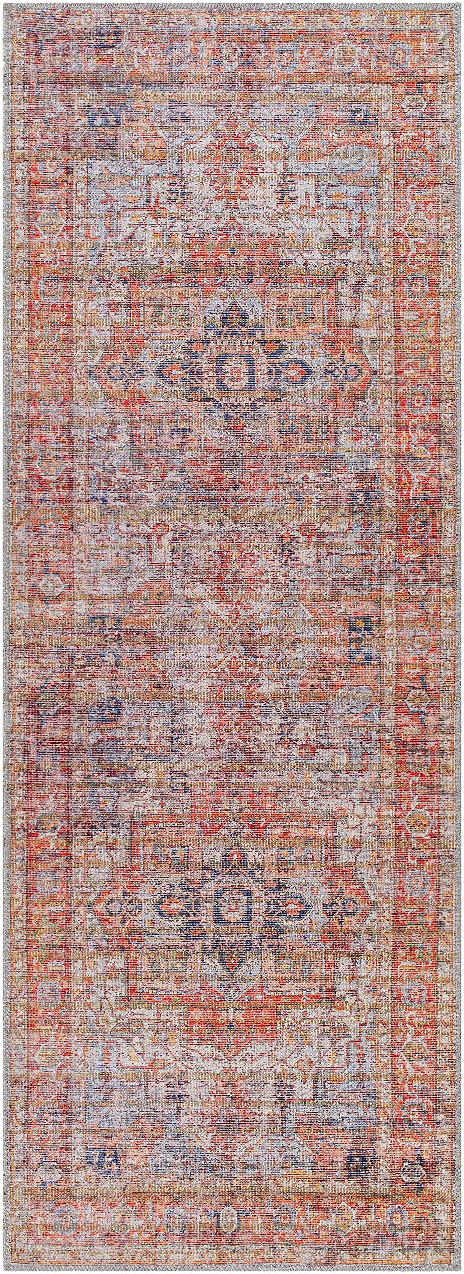 Hauteloom Lapase Machine Washable Area Rug - Soft & Durable for Living Room, Bedroom - Beige & Blue - 6'7