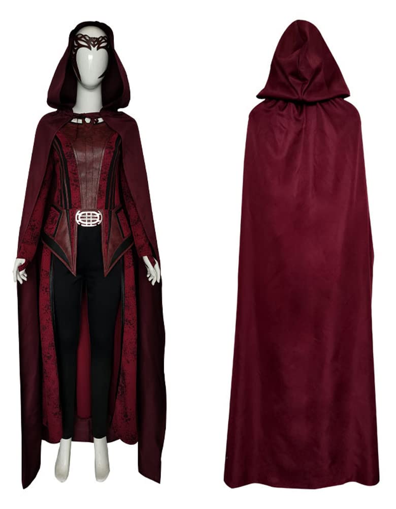 Scarlet Witch Costume for Women - Wanda Maximoff Cosplay Outfit with Top, Pants, Headpiece & Red Cloak - Full Set Halloween Suit for Comic Con, Cosplay Parties & Halloween Events