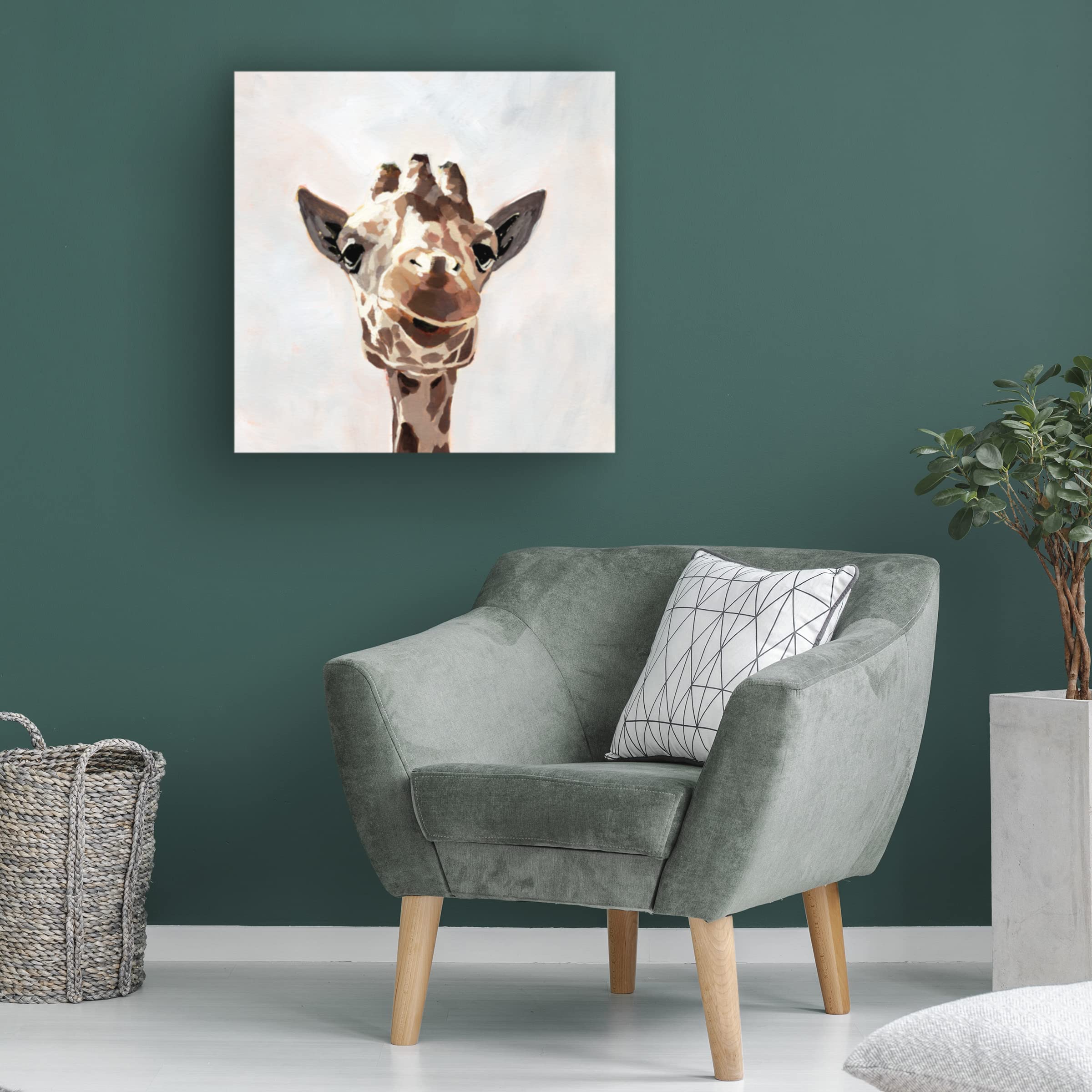 Victoria Barnes 'Giraffes Gaze I' Canvas Wall Art Print - Modern Wildlife Home Decor for Living Room, Bedroom & Office