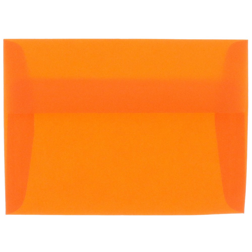 JAM PAPER A6 Translucent Vellum Envelopes - 4 3/4 x 6 1/2 Inches - Orange - Pack of 250 - Perfect for Wedding Invitations, Greeting Cards & Stationery