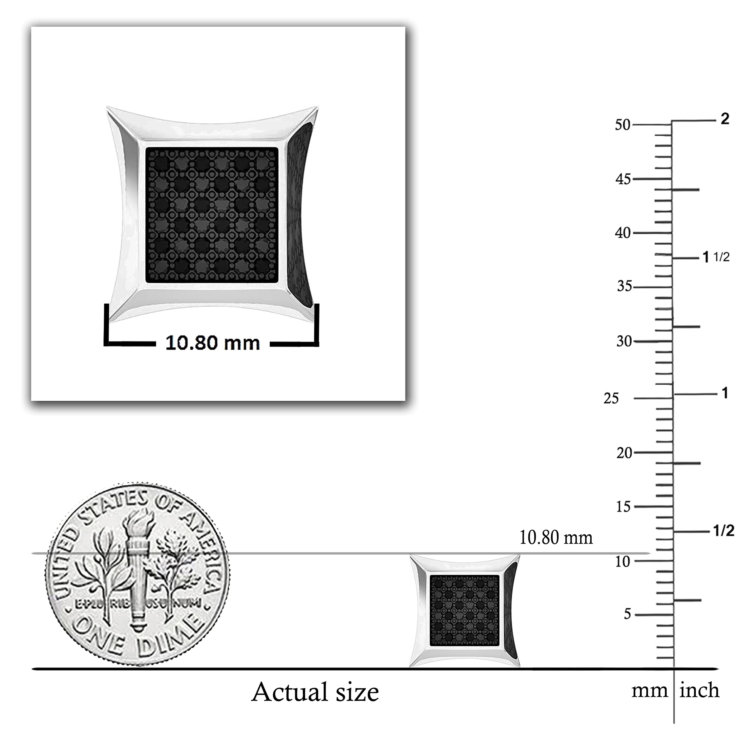 Dazzlingrock Collection Round Black Diamond Men's Hip Hop Iced Stud Earrings (0.15 CTW, Black Color, Opaque Clarity) - Perfect for Hip Hop Fashion, Streetwear & Night Out Accessories