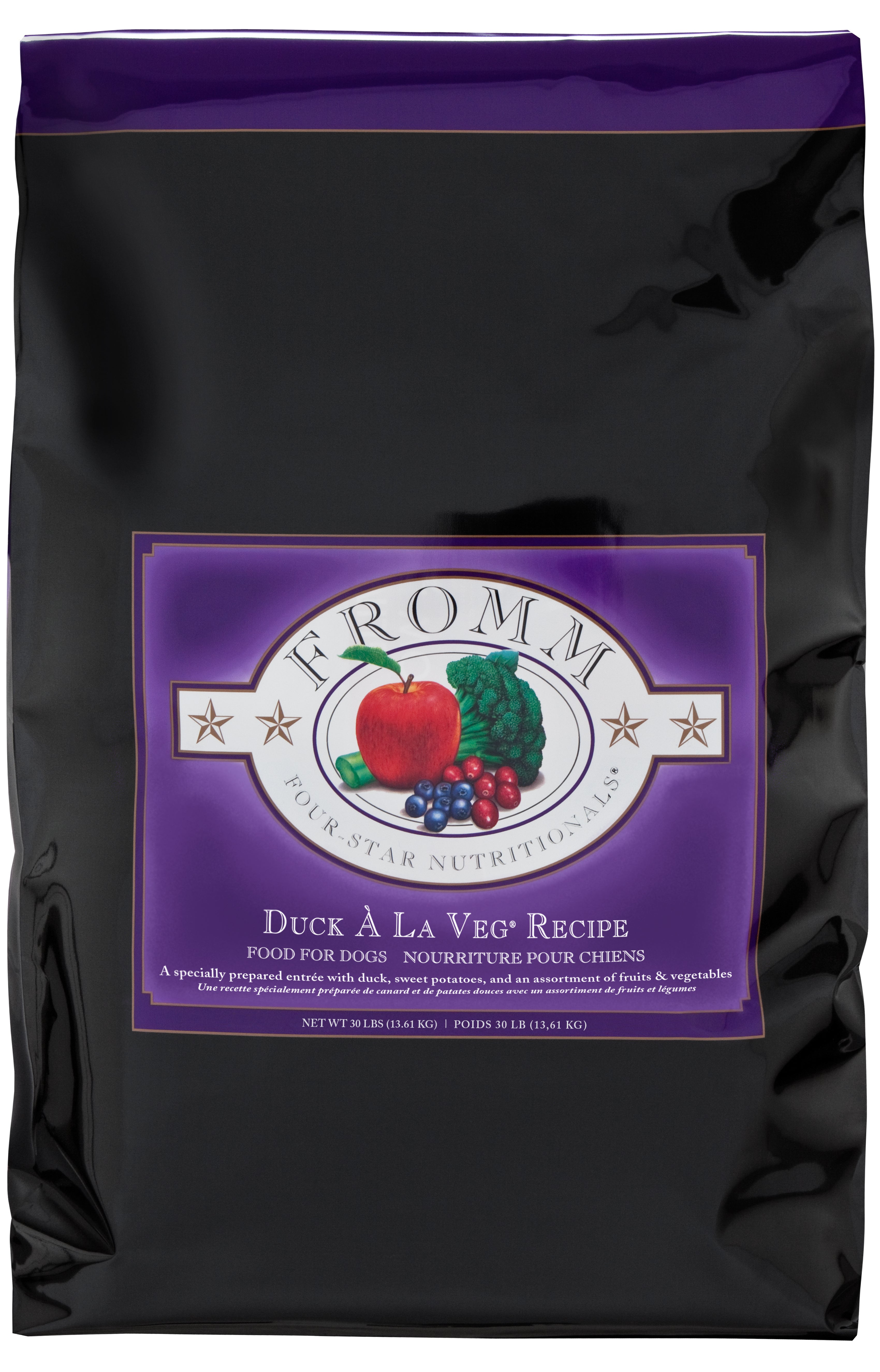 Fromm Four Star Grain-Free Dry Dog Food - Duck & Vegetable Recipe - High Protein, Natural Ingredients for Adult Dogs - Perfect for Sensitive Stomachs & Allergies