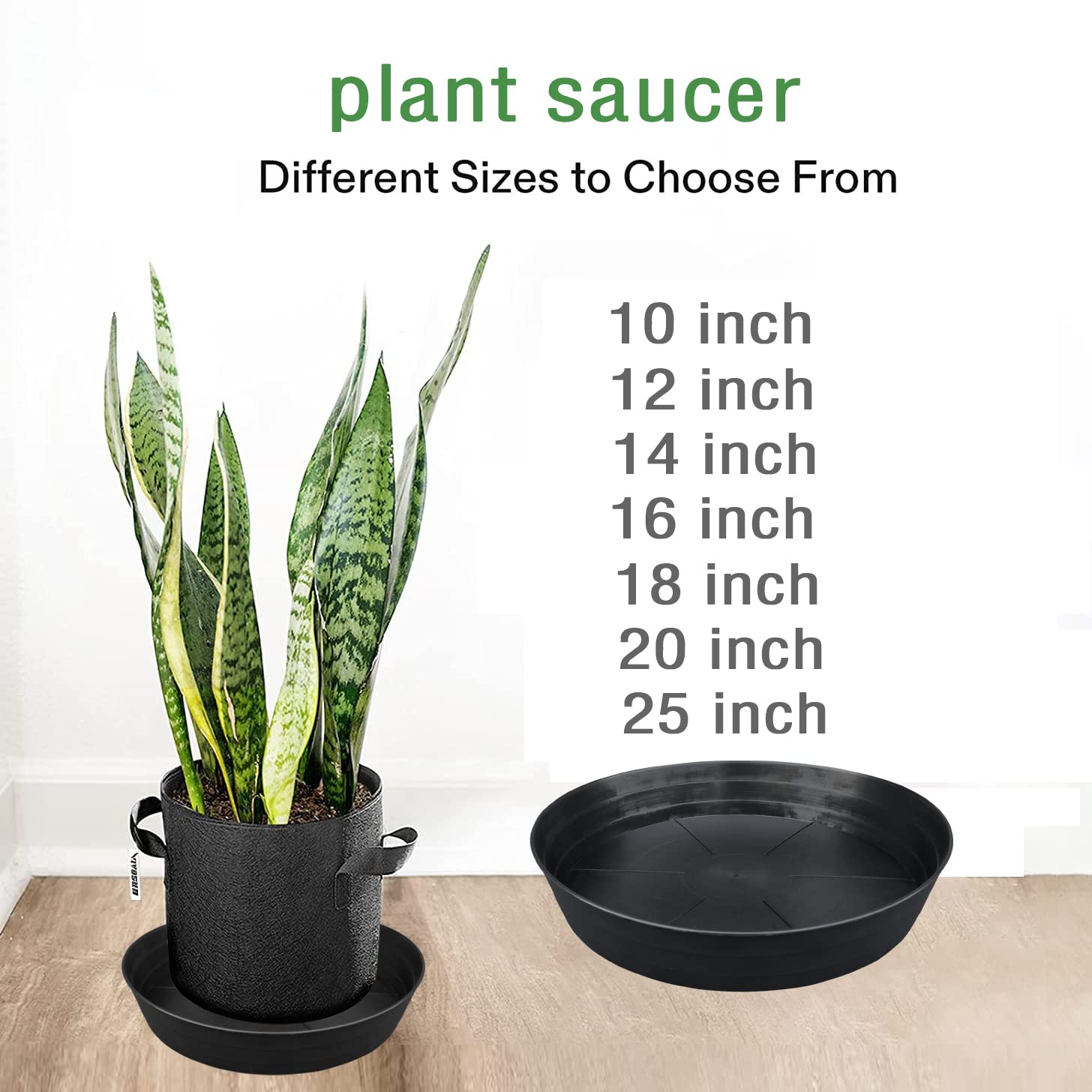 10/12/14/16/18/20/25 Inch Extra-Deep Plant Saucers - 4 Pack Heavy Duty Plastic Drainage Trays for Indoor Flower Pots Without Holes - Black Water Catcher for Plant Pot Bases (10 Inch) - Perfect for Home Decor, Gardening & Protecting Floors from Water Damage