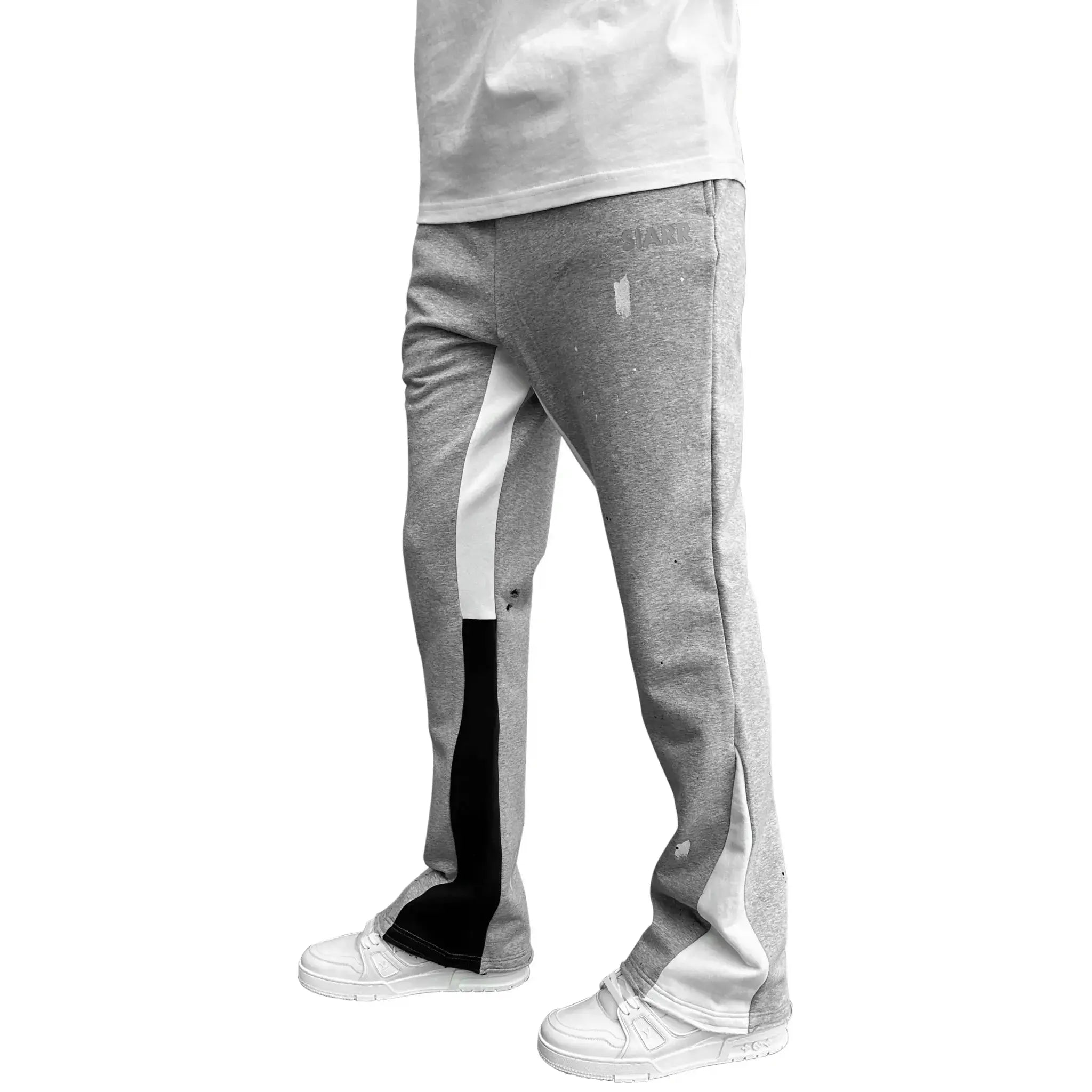 SIARR Women's Flared Joggers - Soft High Waisted Yoga Pants with Pockets, Grey Paint Color for Running, Lounge & Workout - Comfortable Athletic Casual Pants