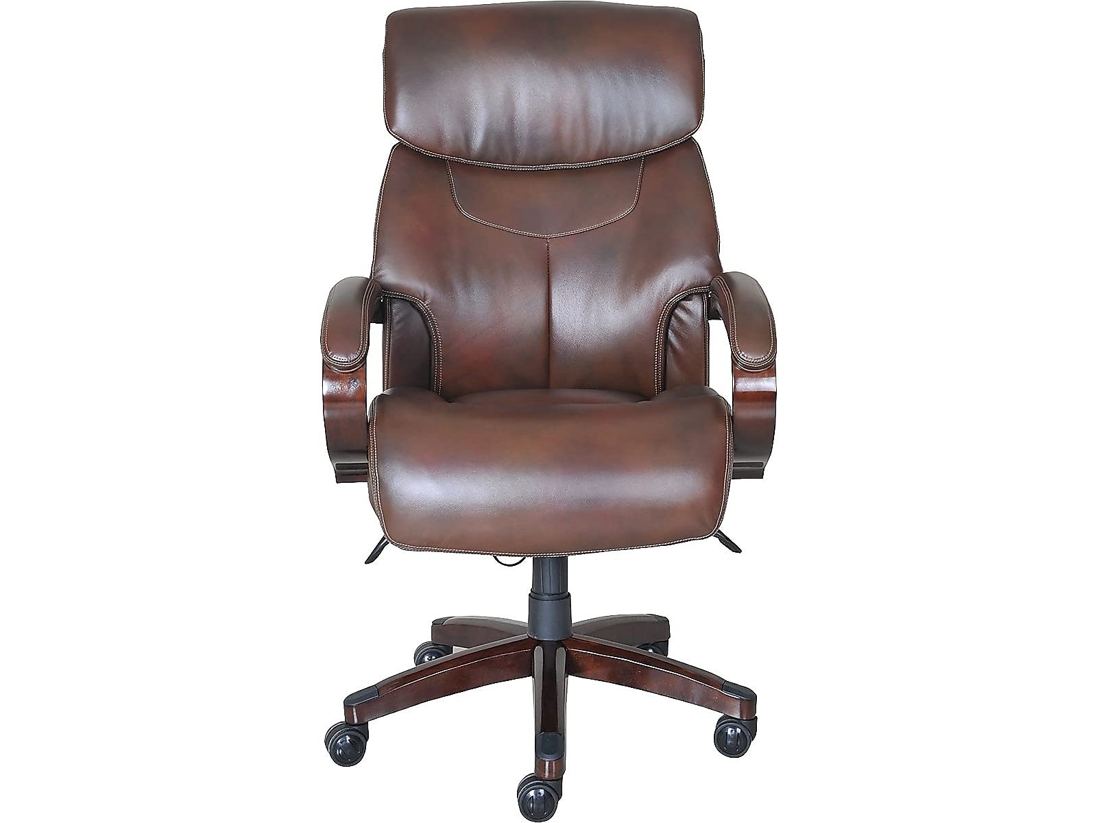 La-Z-Boy 1104593 Bradley Bonded Leather Executive Office Chair - Ergonomic High Back Swivel Chair with Adjustable Height for Home & Business Workspaces