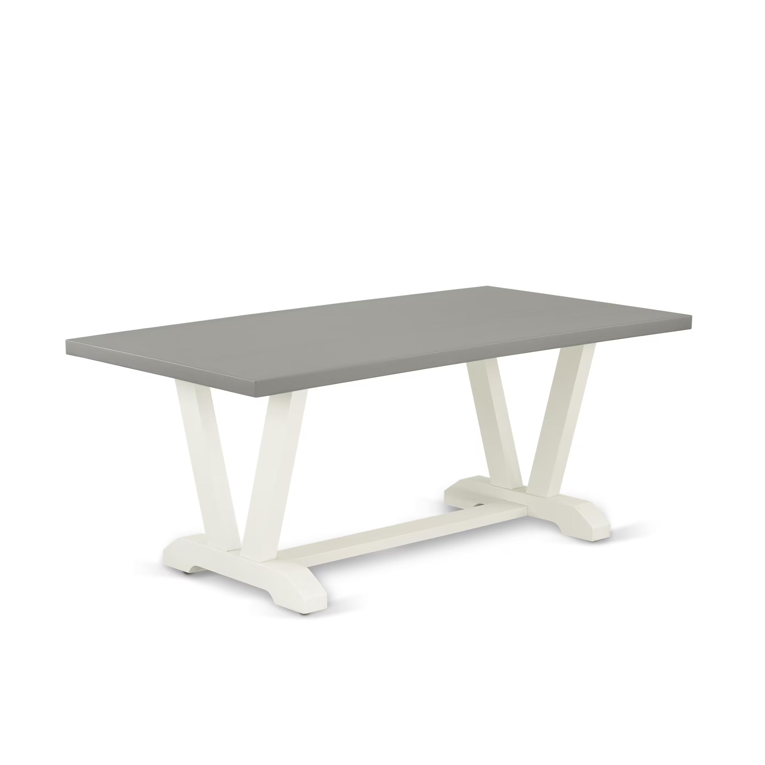 East West Furniture 5-Piece Dining Table Set for 4 - 40x72 Inch Rectangle Kitchen Table with V-Legs & 4 Baby Blue Linen Upholstered Chairs, Multi-Color - Perfect for Small Spaces, Breakfast Nooks & Cozy Family Meals