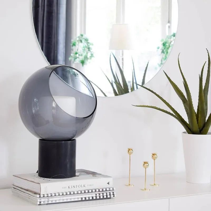 Dome Evedal Glass Table Lamp - Modern Scandinavian Design for Living Room, Bedroom & Office - Energy Efficient LED Lighting for Home Decor