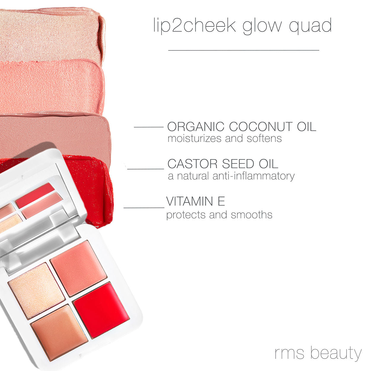 Lip2Cheek Glow Quad - 4-in-1 Cream Blush & Lip Tint Set for Natural Flush | Perfect for Everyday Makeup & On-the-Go Touch Ups