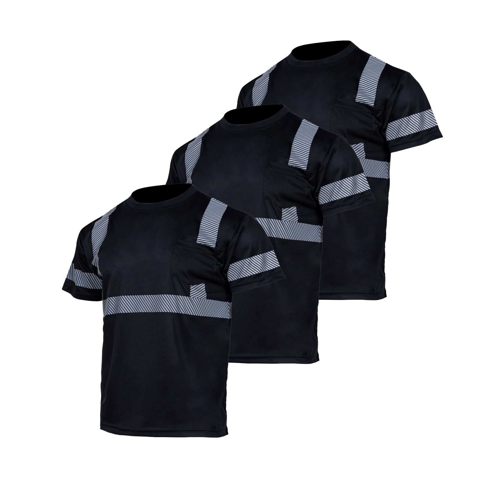 FONIRRA High Visibility Safety T-Shirts for Men - ANSI Class 2 Reflective Work Shirts with Pocket, Short Sleeve for Construction, Road Work & Nighttime Safety