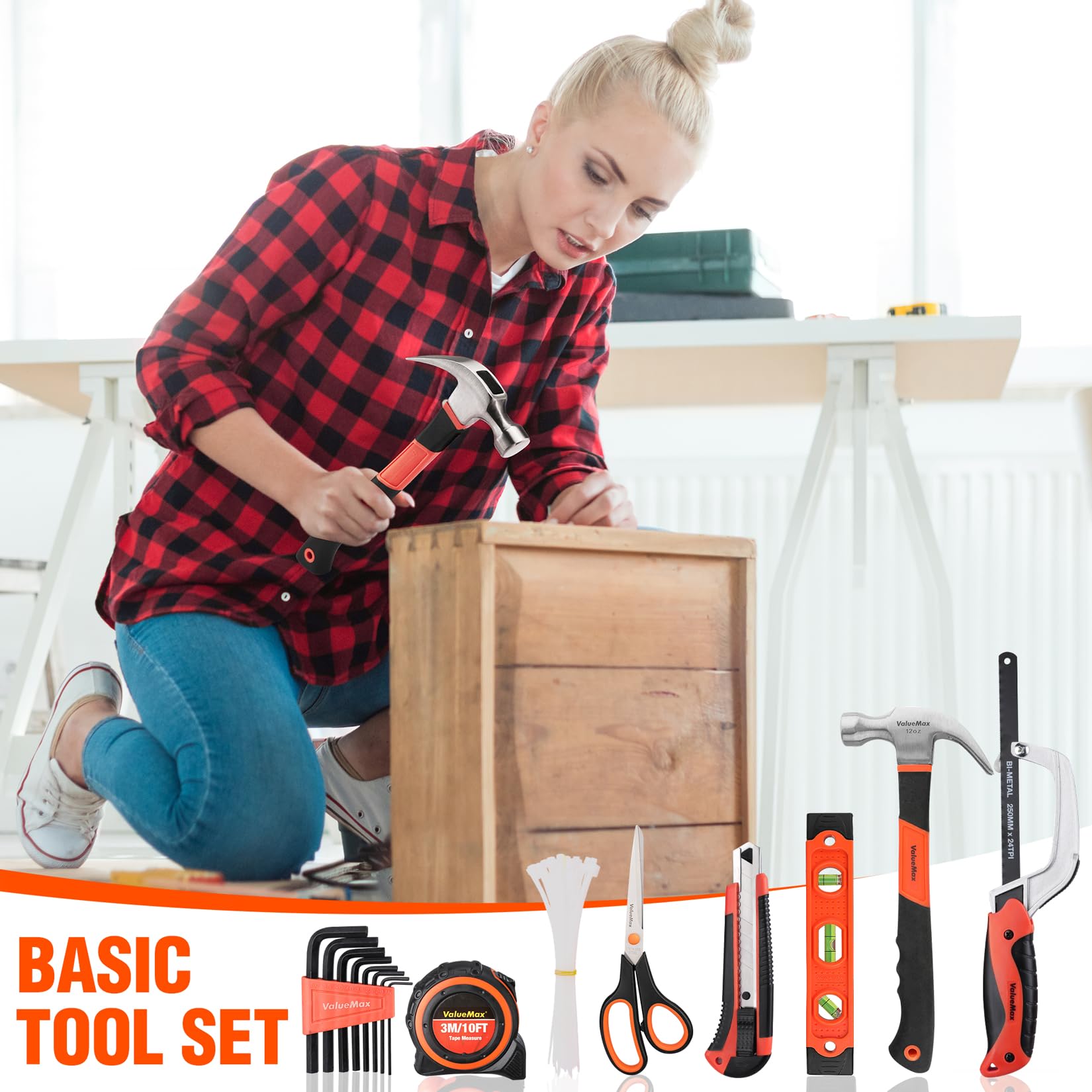 ValueMax 219-Piece Home Tool Set with 13-Inch Large Opening Tool Bag | Complete Household Repair Kit for DIY Projects | Essential Hand Tools for Homeowners & Beginners | Perfect Gift for Home Maintenance & Woodworking