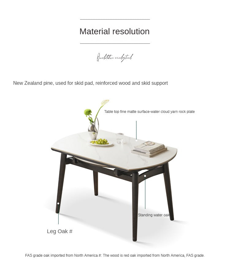 Oak Solid Wood Extendable Dining Table - Light Luxury Rock Design for Modern Home & Entertaining | Perfect for Small Spaces & Dinner Parties