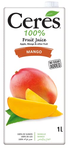 CERES 100% Pure Mango Juice - 33.8oz (1 Liter) Bottle - Natural Tropical Fruit Drink - Perfect for Smoothies, Cocktails & Healthy Breakfasts