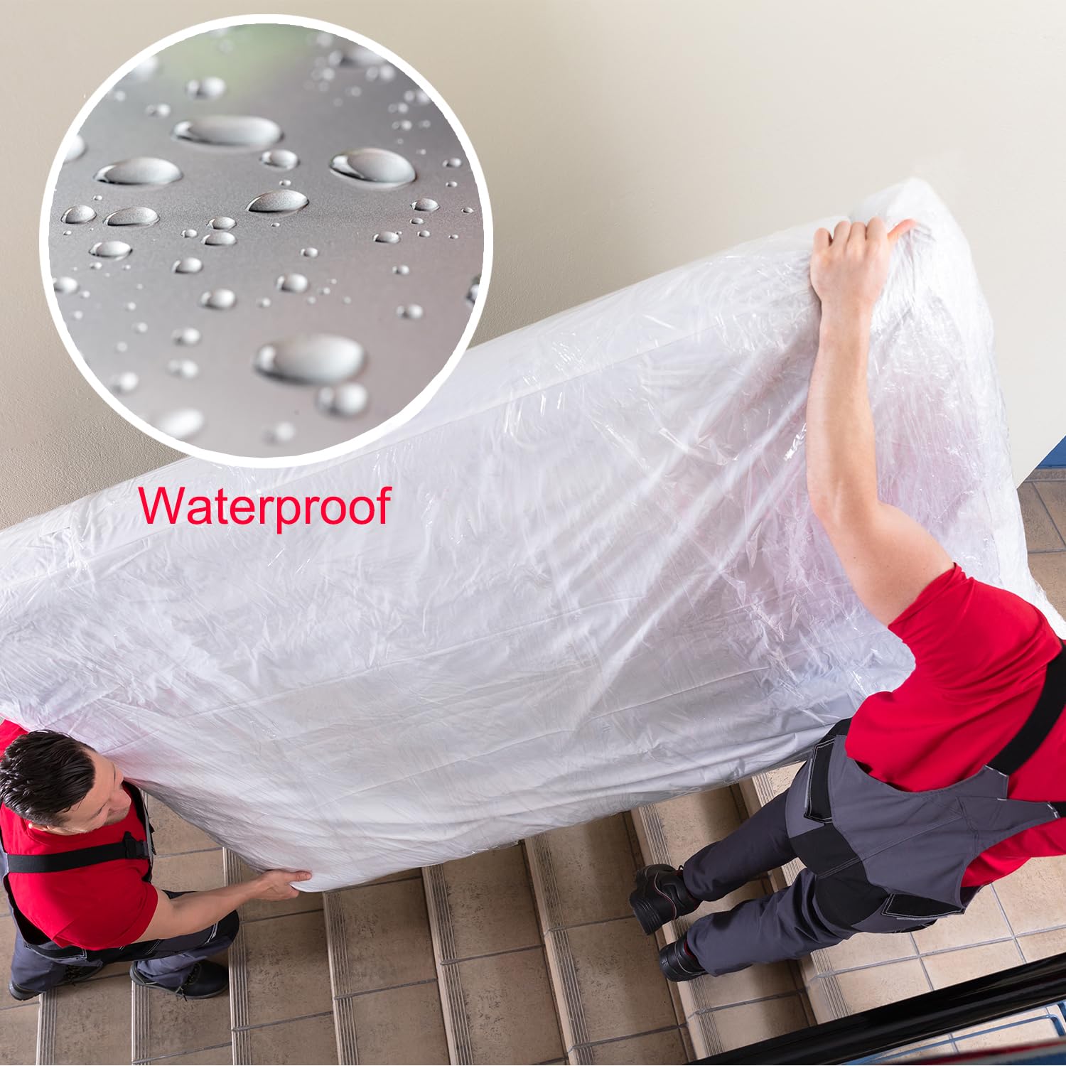 King Size Mattress Bags for Moving and Storage (94 x 96 Inch) - 4 Mil Heavy Duty Clear Plastic Mattress Cover [2 Pack] - Waterproof & Dustproof Protection for Long-Term Storage, Moving Homes, or Disposal