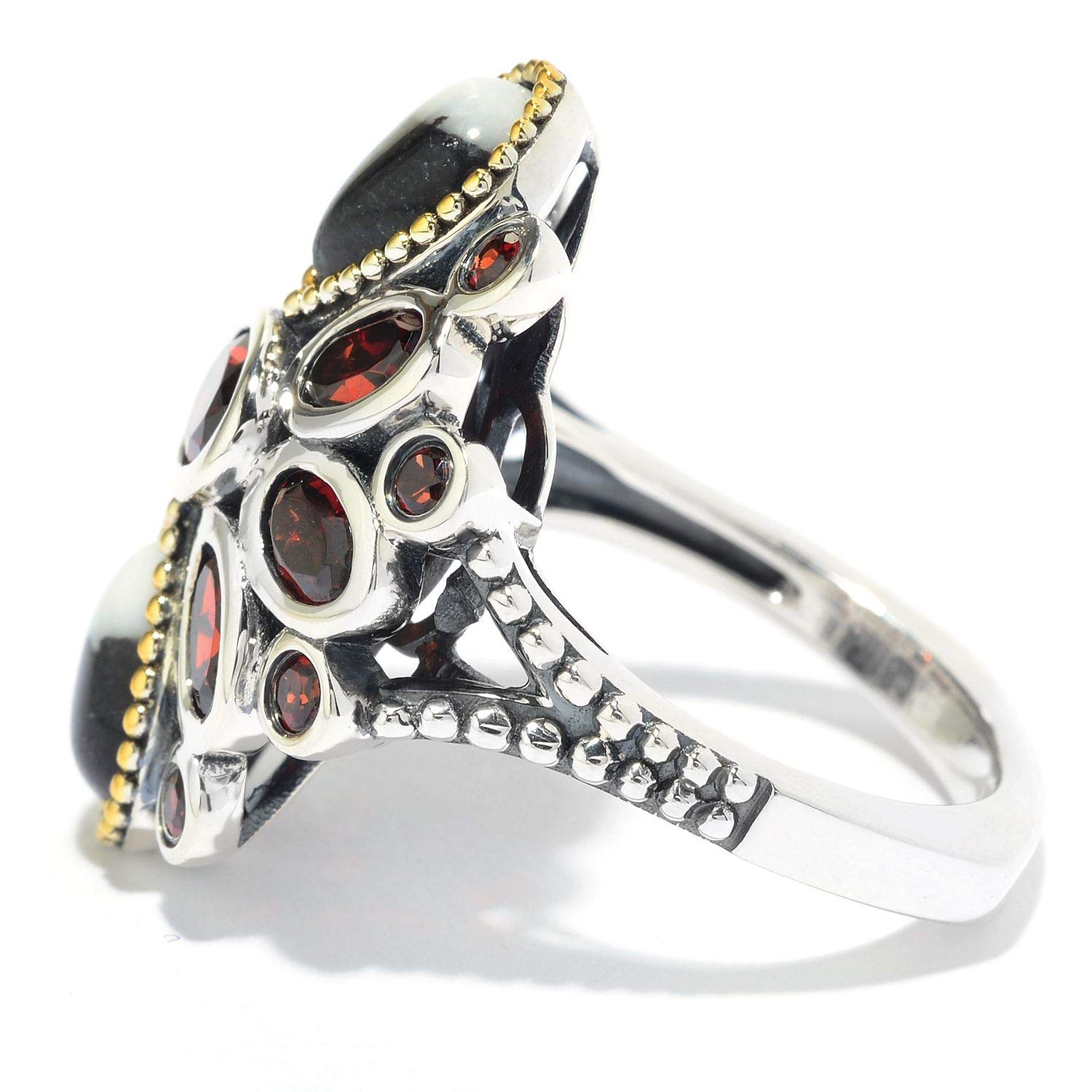 925 Sterling Silver White Buffalo & Red Garnet Ring for Women | Handmade Native American Jewelry | Perfect for Weddings, Gifts & Boho Fashion