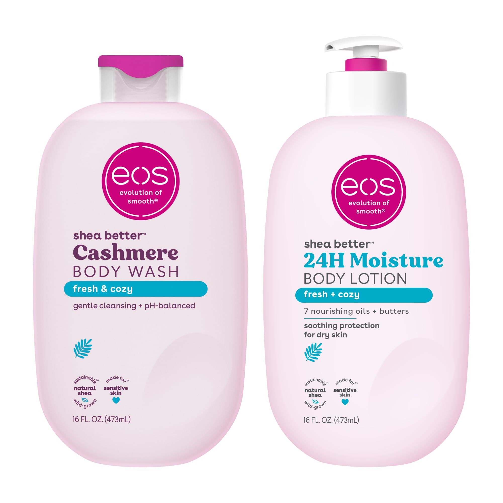 EOS Shea Better Body Lotion + Body Wash Set, Ultra Hydrating & Moisturizing with Shea Butter - Fresh & Cozy Scent for Dry Skin Care - Perfect for Daily Shower & Post-Workout Hydration