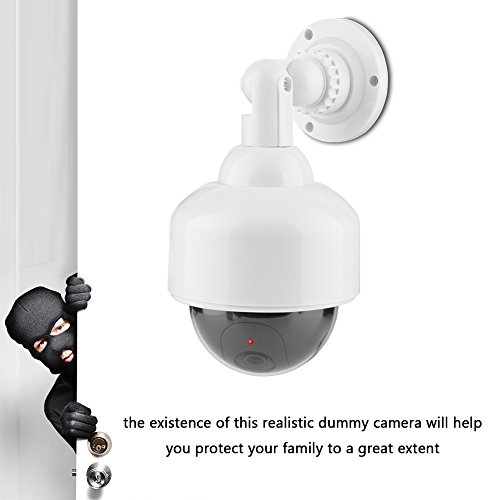 VBESTLIFE Fake Security Camera with LED Light - Indoor/Outdoor Wireless Dummy CCTV Dome Camera, 360° Rotation & Battery Powered - Ideal for Home, Office & Business Surveillance to Deter Burglars