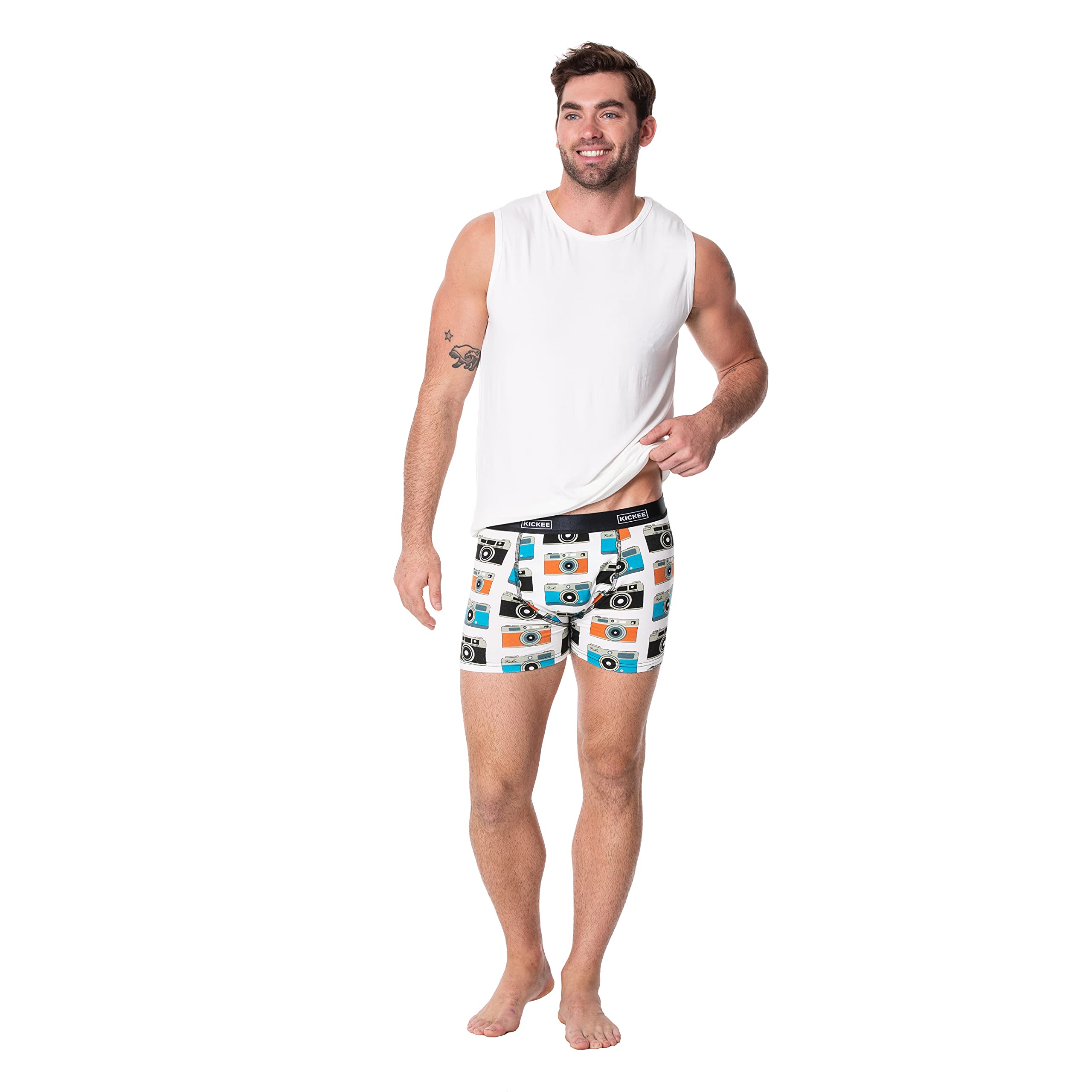 KICKEE Men’s Soft Printed Boxer Briefs - Breathable Comfort Underwear for Everyday Wear & Lounge - Perfect for Work, Gym & Travel