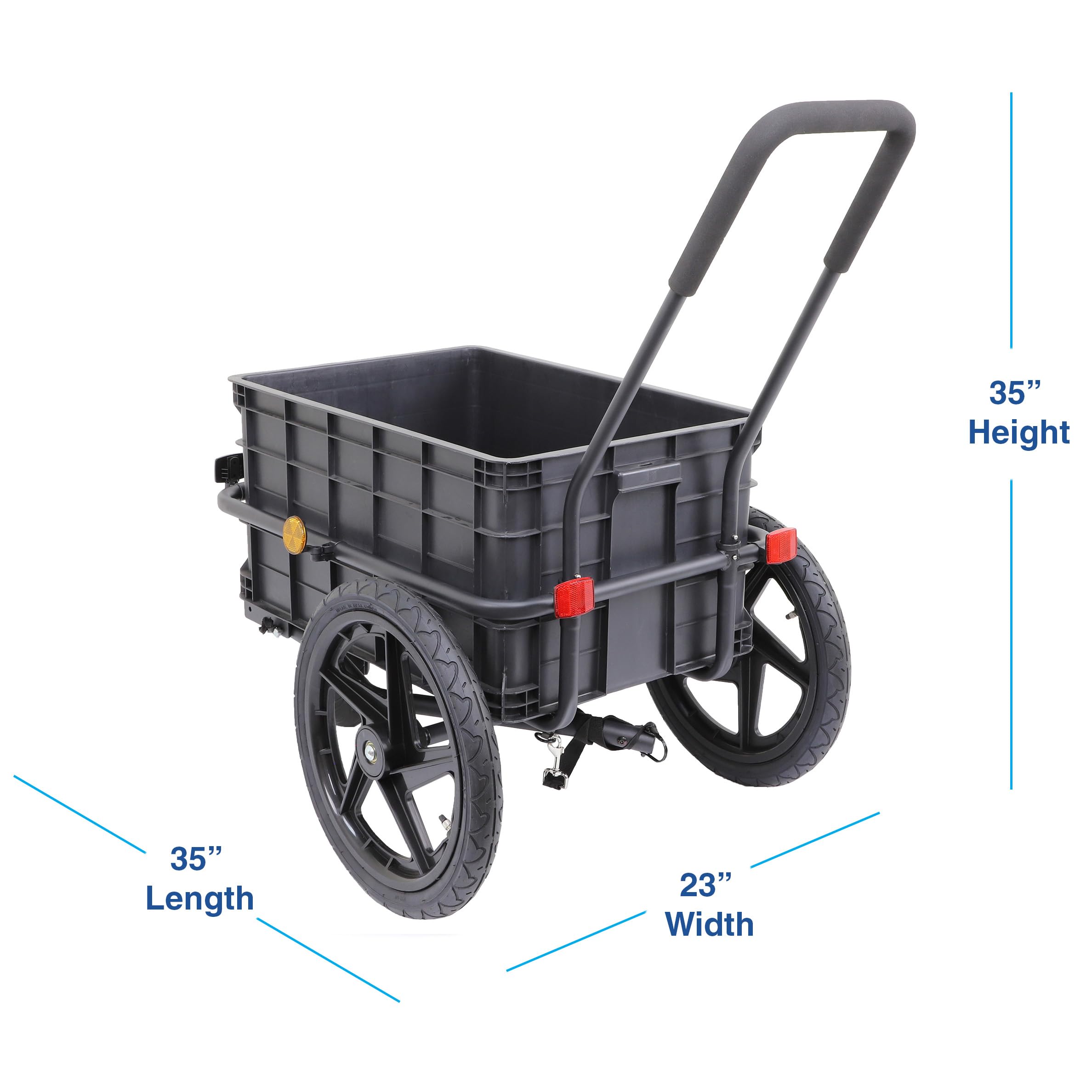 Xspec 2-in-1 Bike Cargo Trailer & Pushcart - Convertible Bicycle Trailer with Removable Storage Box, Waterproof Cover, Tow Hitch & Adjustable Handlebar - Perfect for Grocery Shopping, Camping Trips & Family Outings (Black)