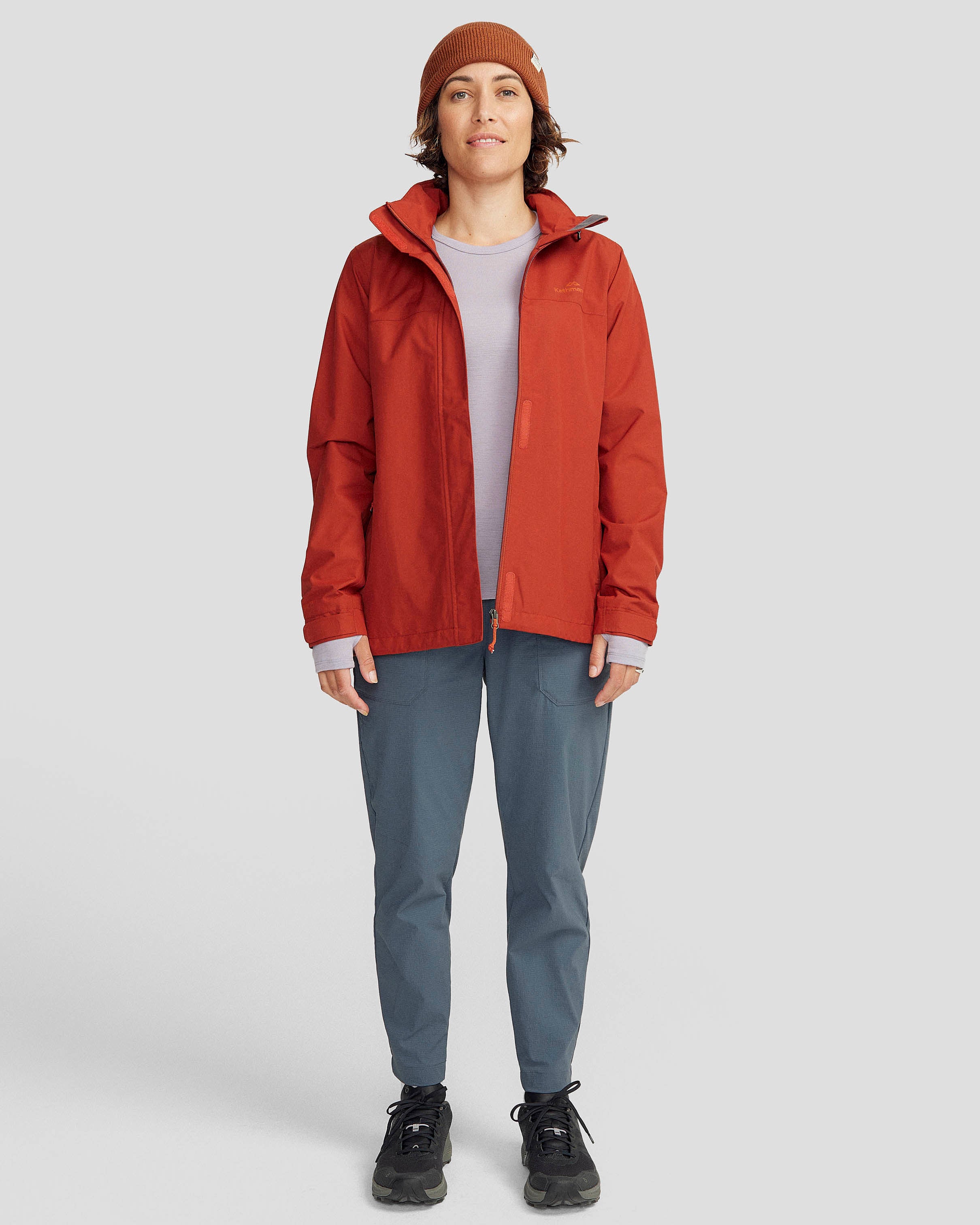 Andulo Women's 2-Layer Waterproof Rain Jacket - Redwood Color for Outdoor Hiking & Commuting