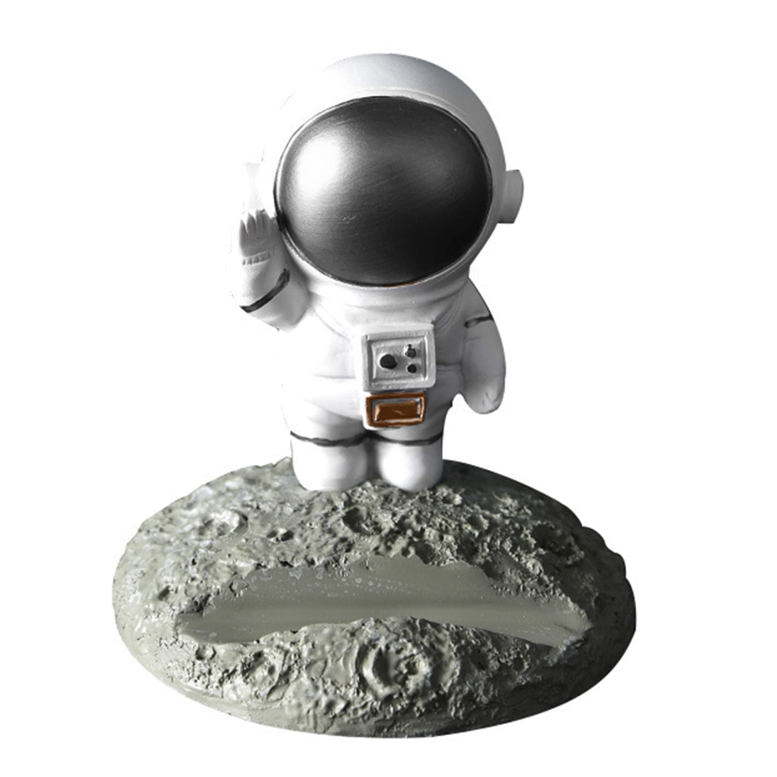 Meideli Astronaut Resin Phone Stand - Silver Cartoon Office Desk Decor for iPhone & Android | Perfect for Home, Office & Gift Giving