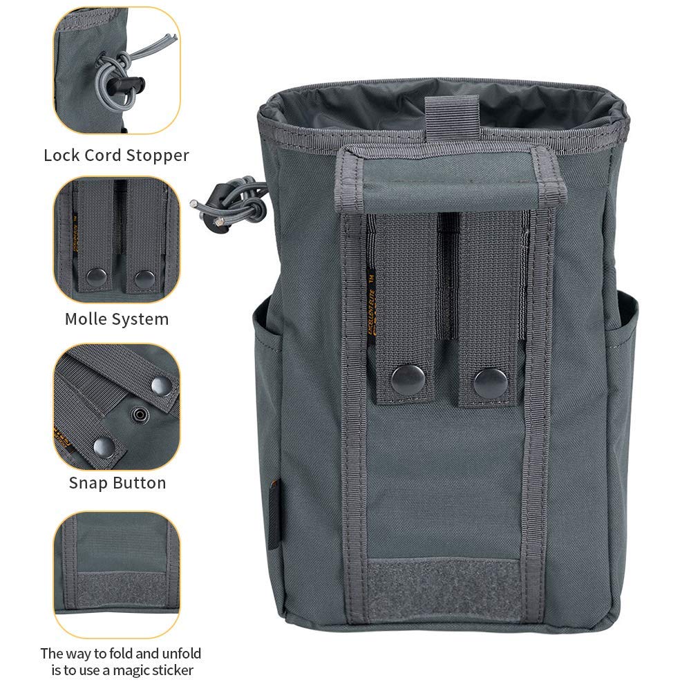 Tactical MOLLE Dump Pouch with Drawstring - EDC Magazine Pouch for Military, Hunting & Airsoft Gear Organization