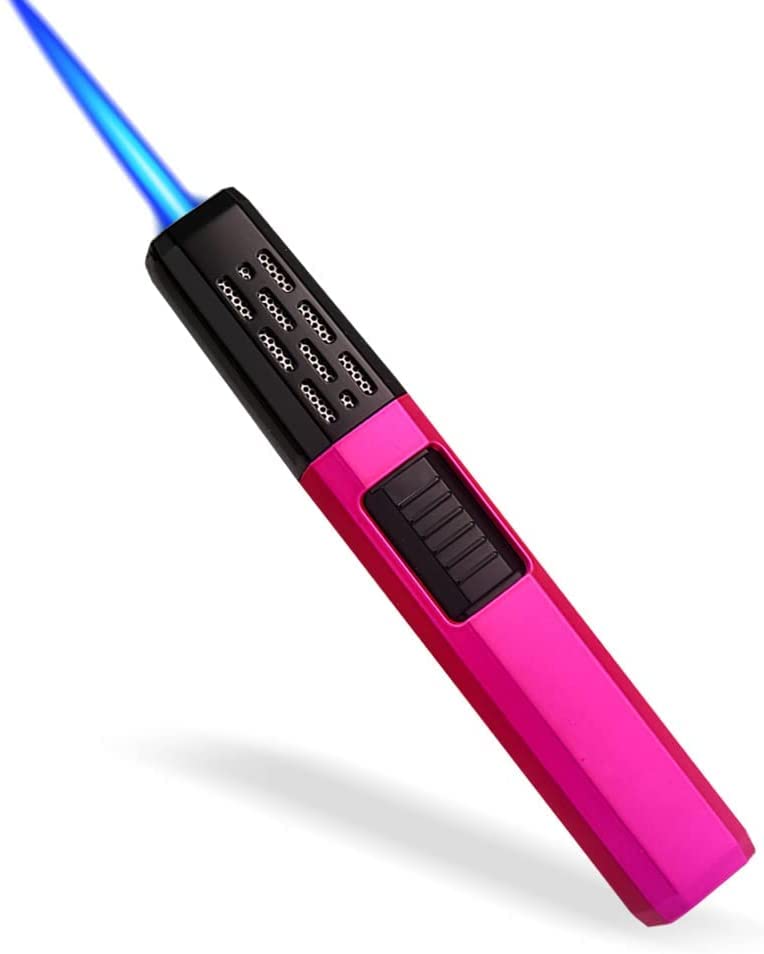 Refillable Butane Torch Lighter - Adjustable Jet Flame for BBQ, Camping & Candle Lighting (Red)
