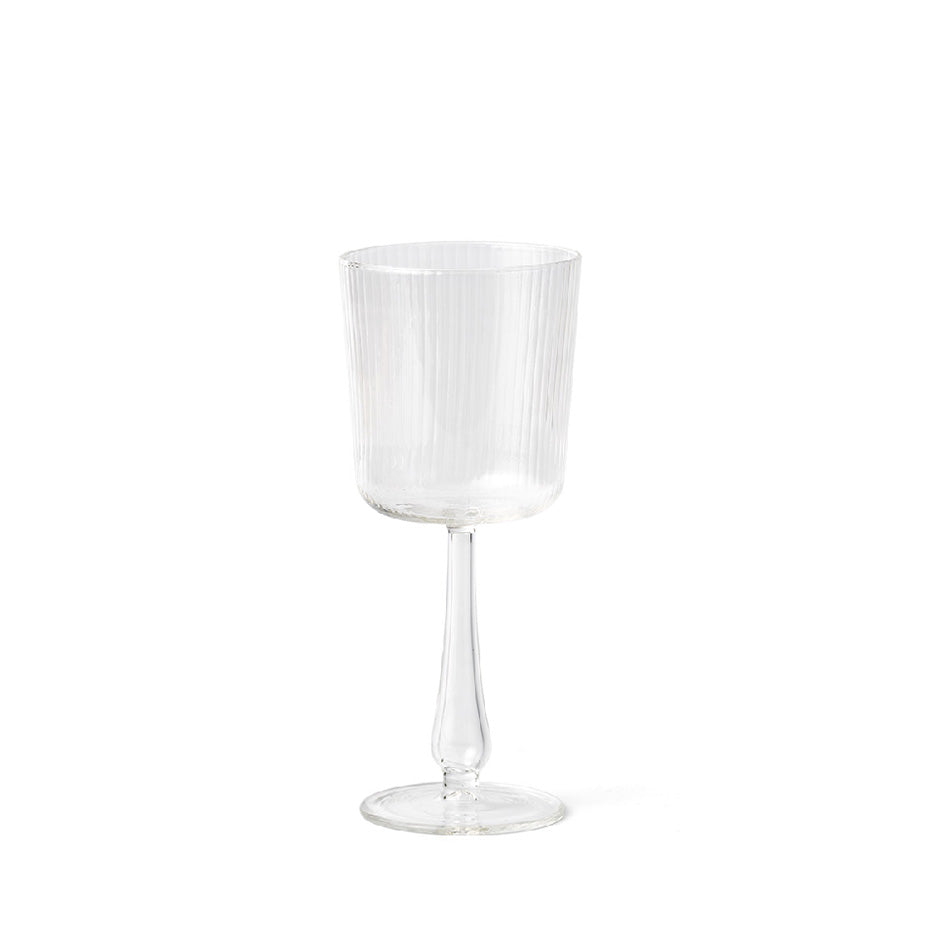 Luisa Calie Stem Wine Glass Set - Elegant Millerighe Pattern Crystal Clear Glassware for Red & White Wine, Champagne - Perfect for Dinner Parties, Weddings & Romantic Evenings