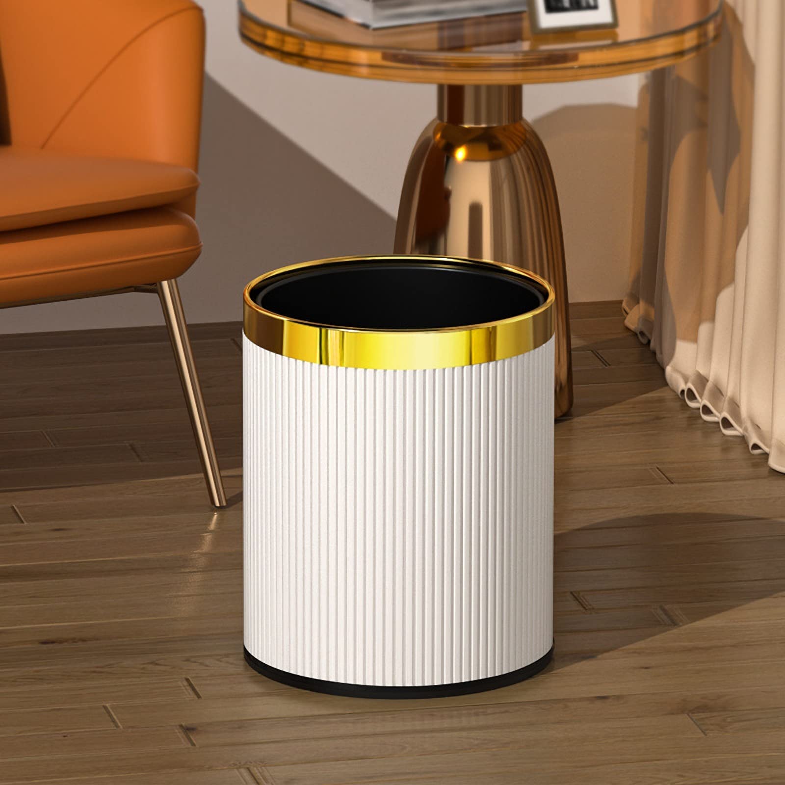 2.6 Gallon Small Office Trash Can with Lid - Beige Bathroom & Bedroom Waste Basket, Invisible Garbage Bin for Living Room, Kitchen, Dorm - Durable & Odor Control for Home & Office Use